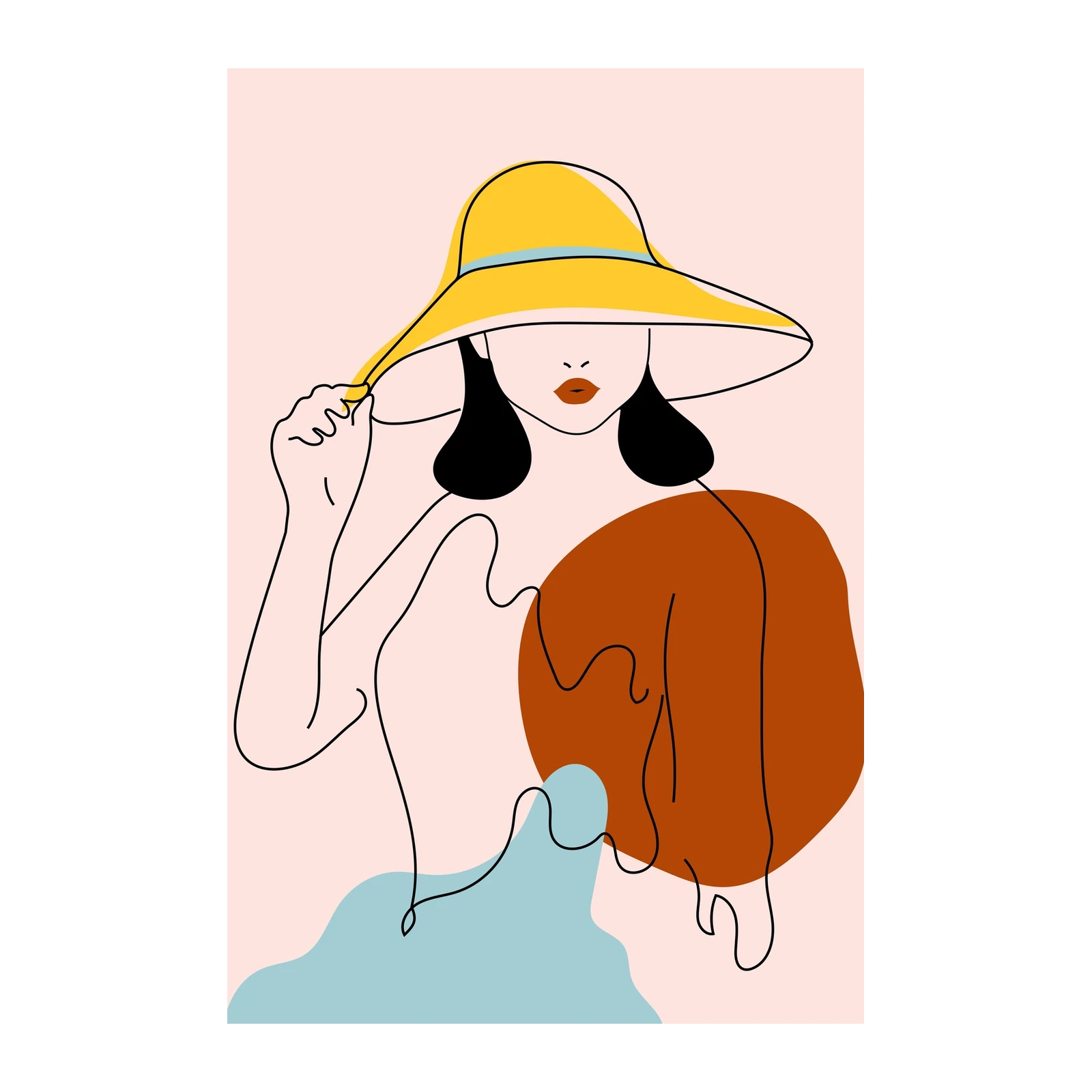 Bohemian Lady Yellow Hat Wall Art