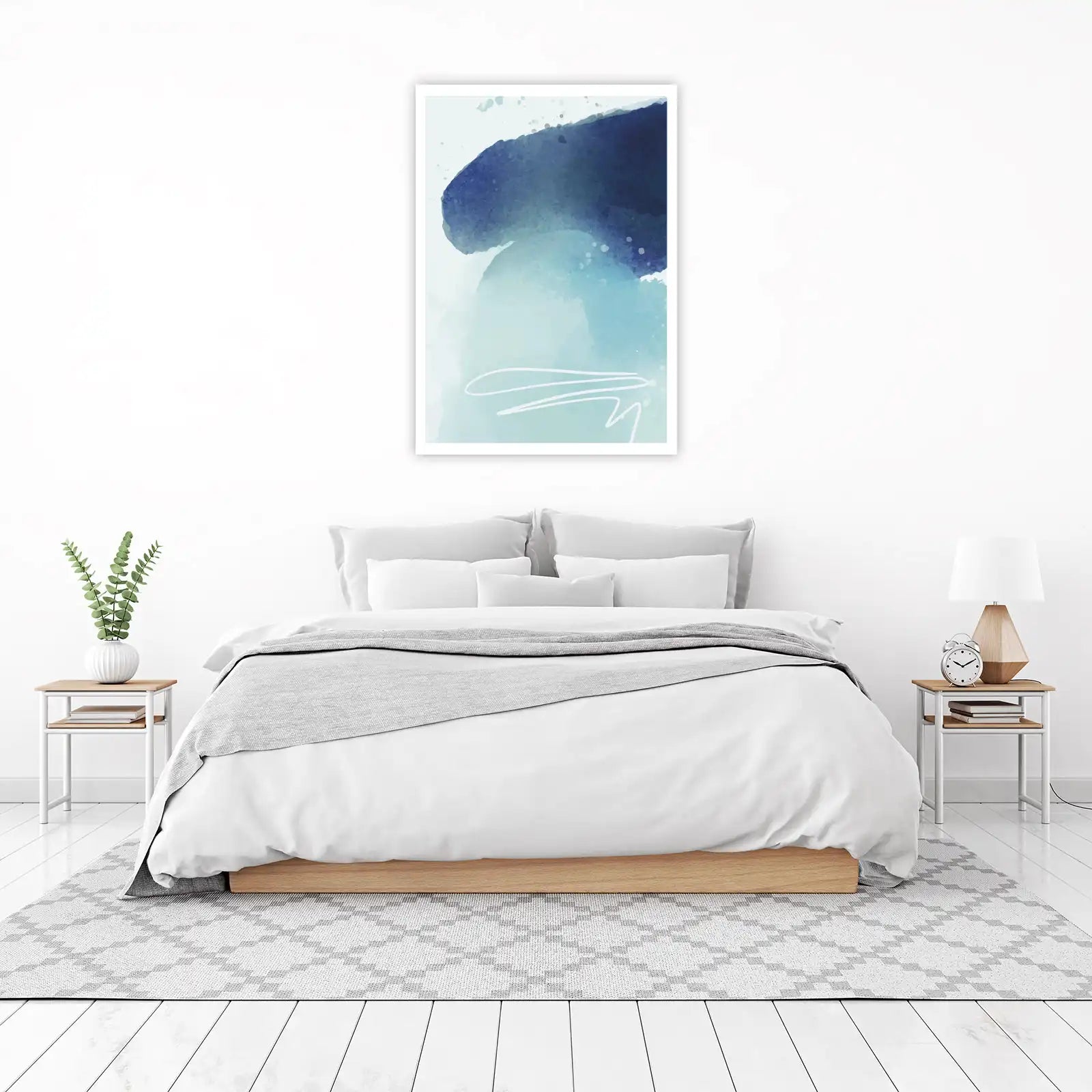 Serene Ocean Blues Abstract Wall Art
