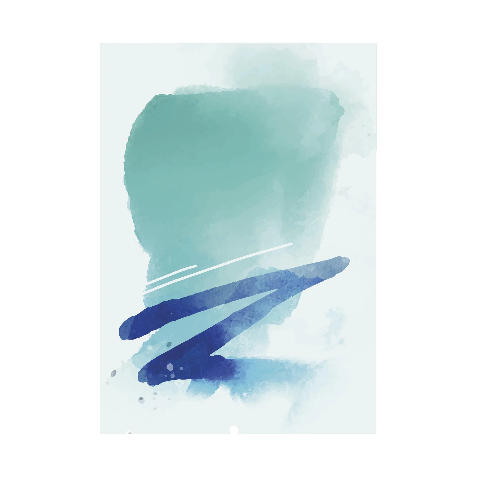 Abstract Teal & Blue Watercolor Strokes Wall Art