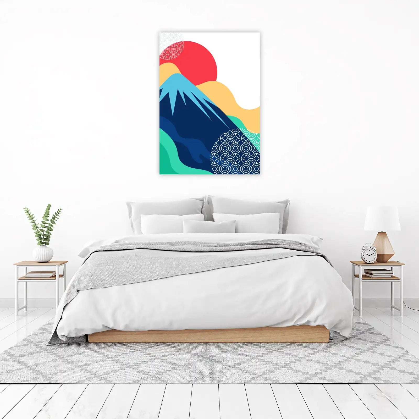 Vibrant Mount Fuji Abstract Geometric Wall Art