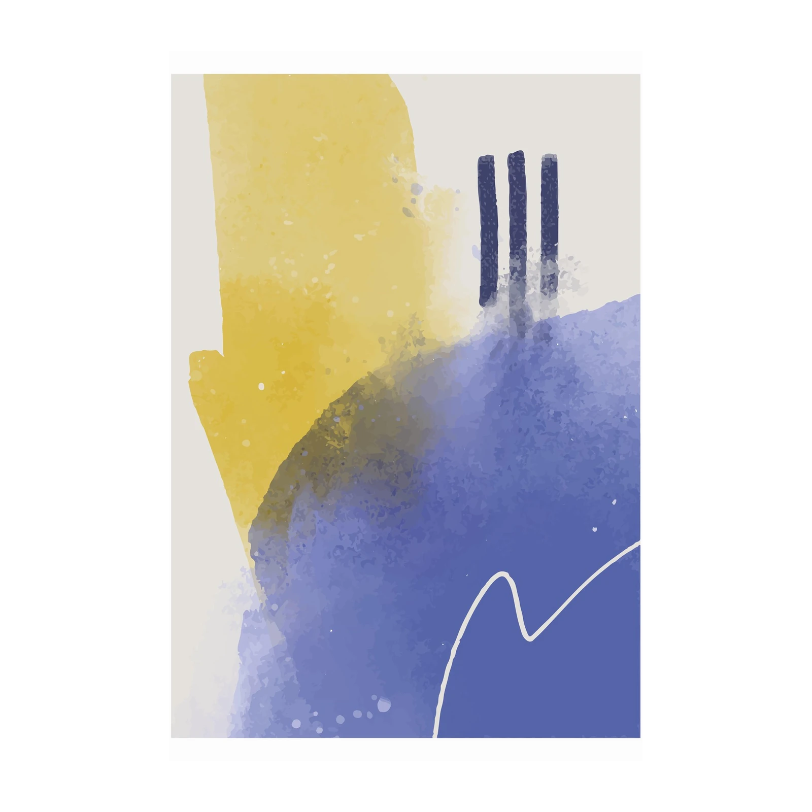 Abstract Yellow & Blue Watercolor Wall Art
