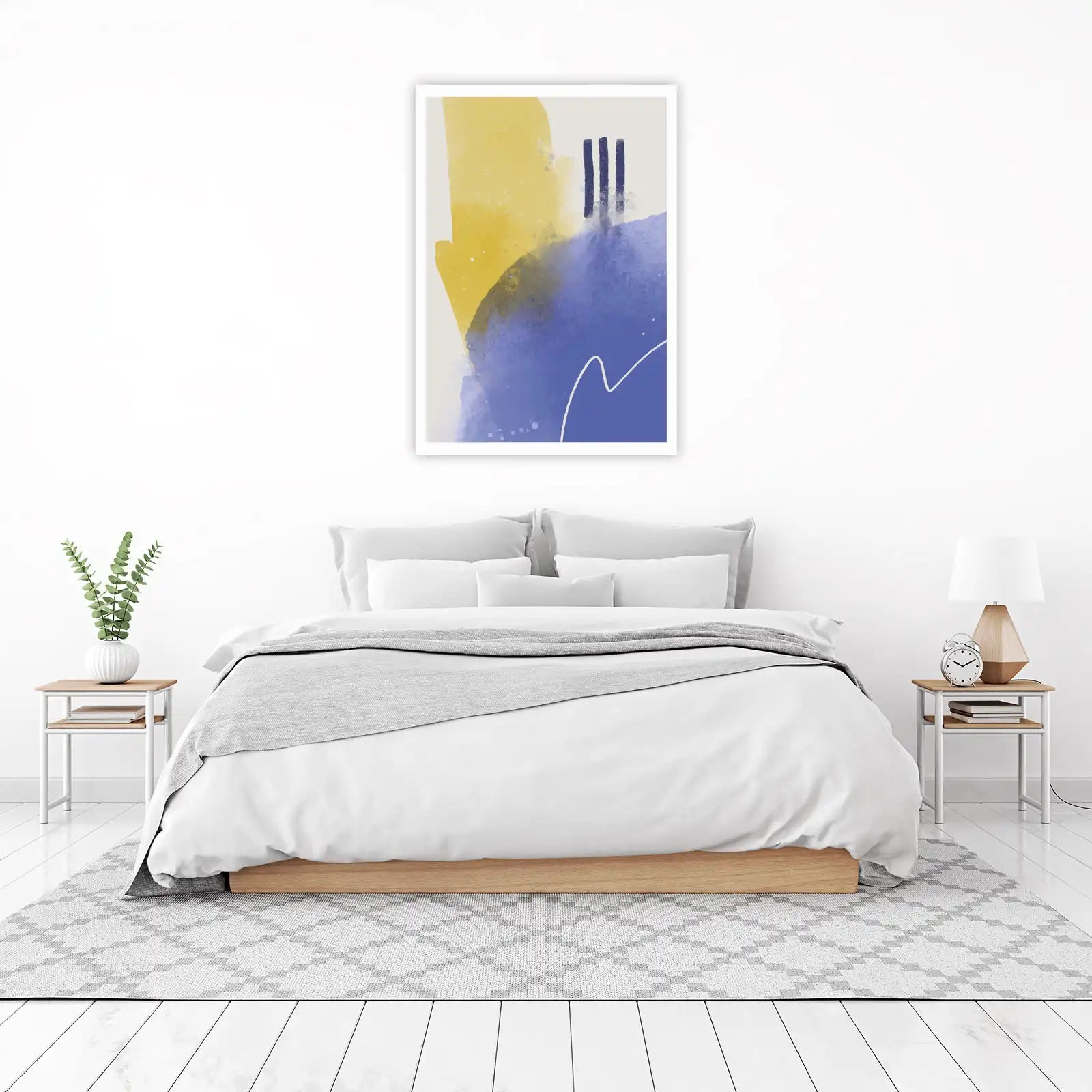 Abstract Yellow & Blue Watercolor Wall Art