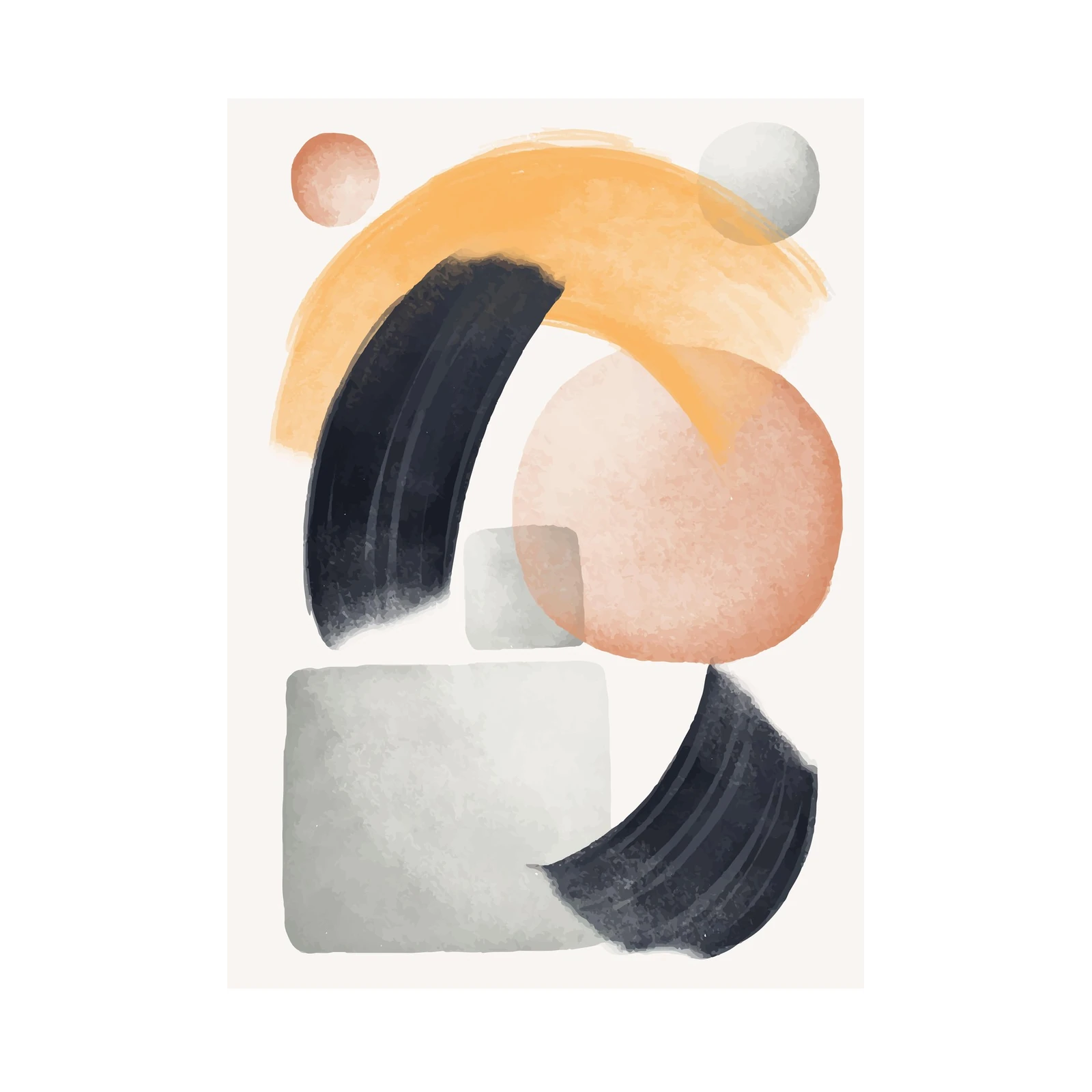 Modern Abstract Boho Peach & Navy Wall Art