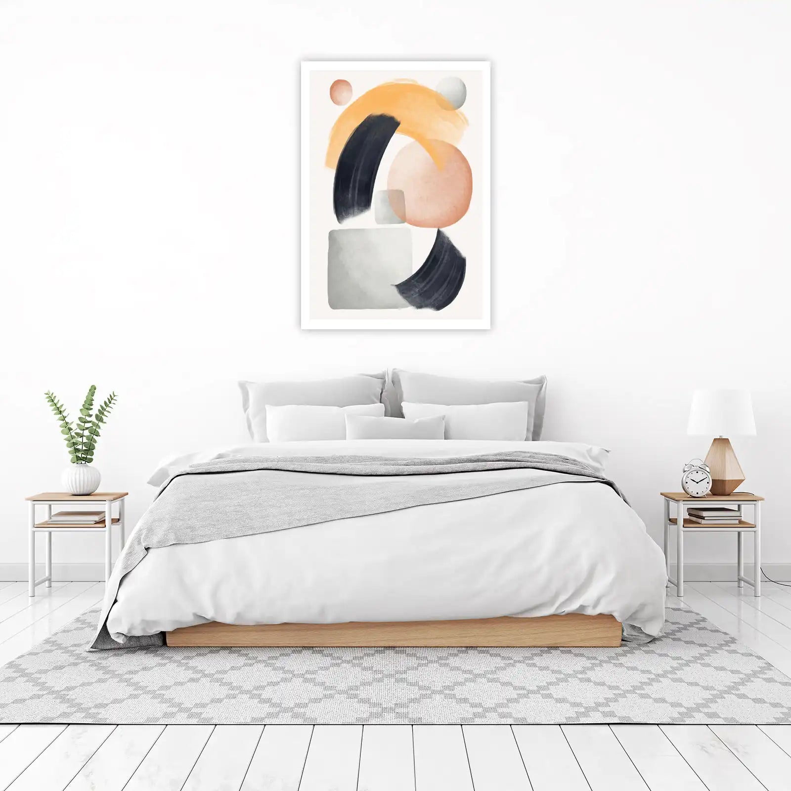 Modern Abstract Boho Peach & Navy Wall Art