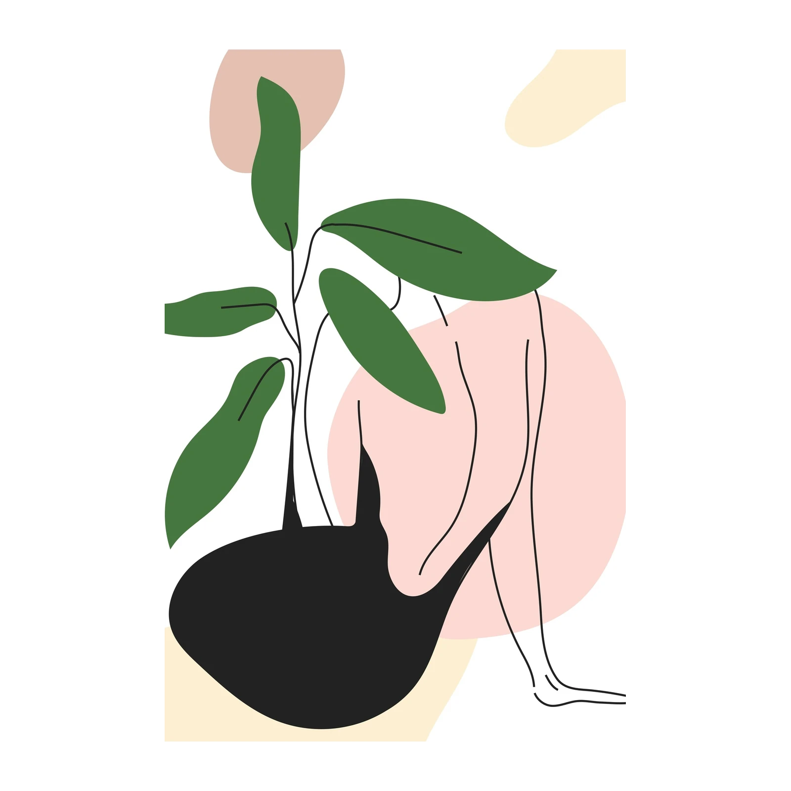 Abstract Woman & Plant Line Art Wall Art