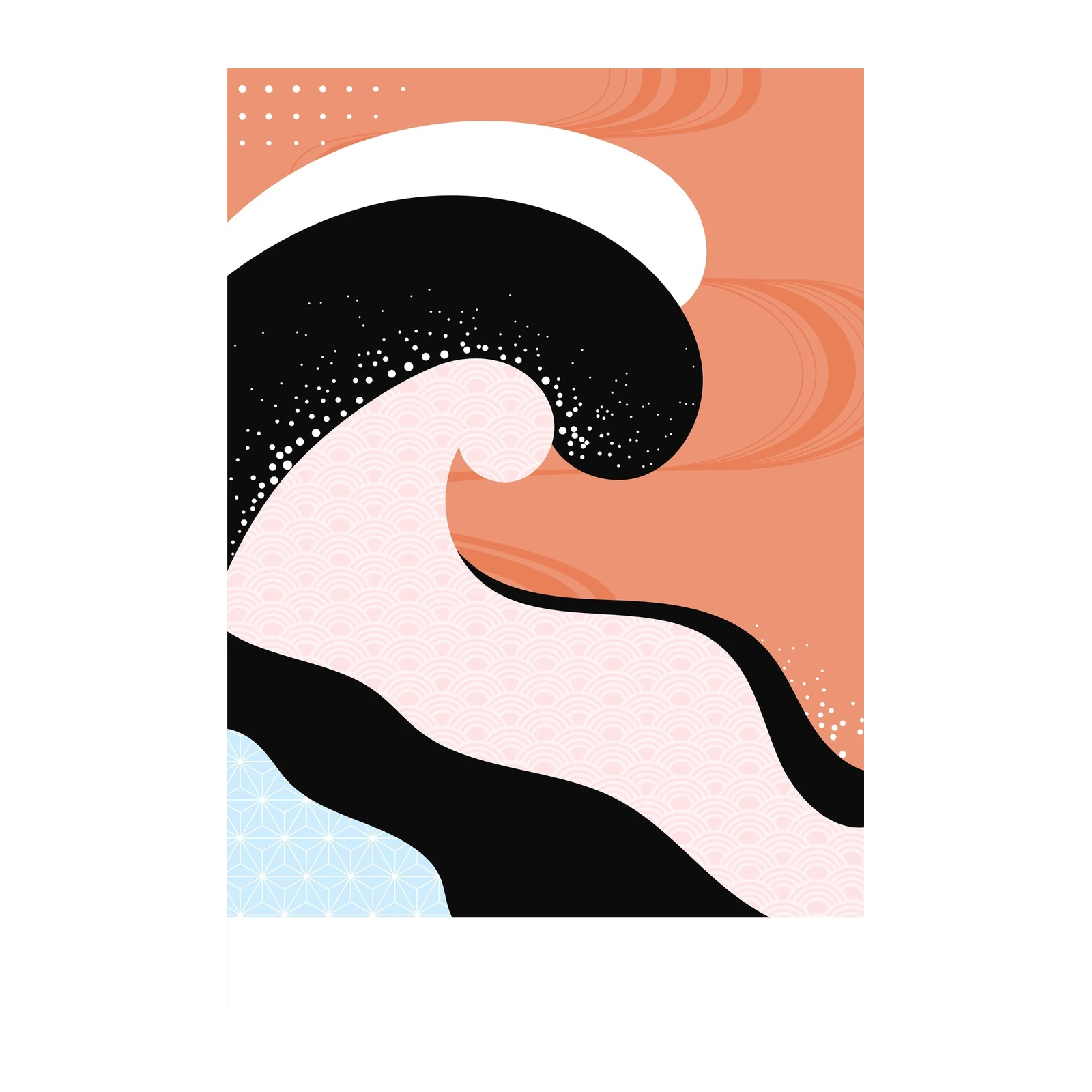Modern Wave & Geometric Japanese Art Wall Art