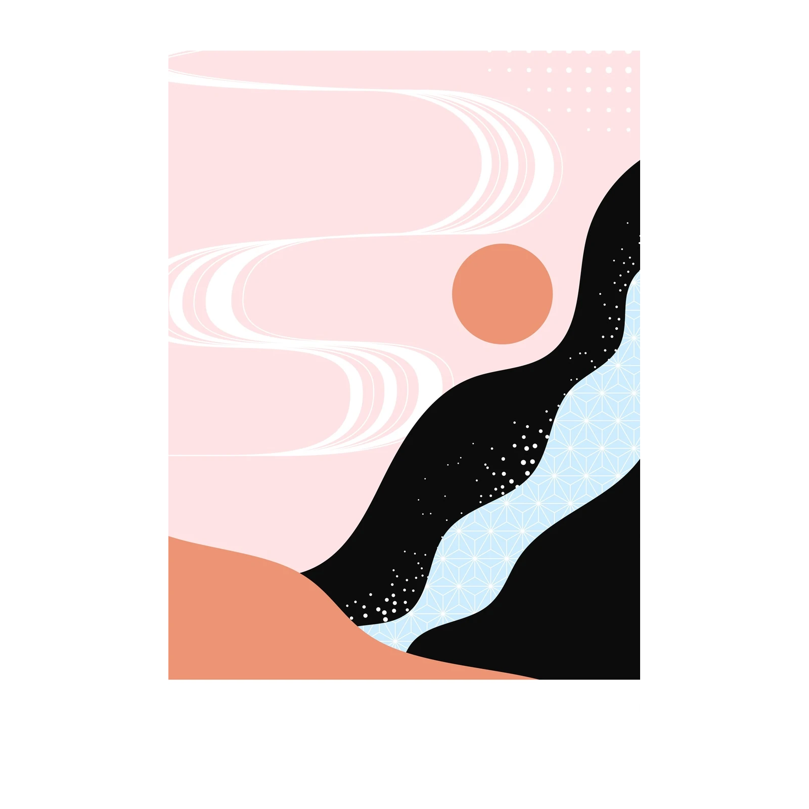 Abstract Sunrise Wave Wall Art