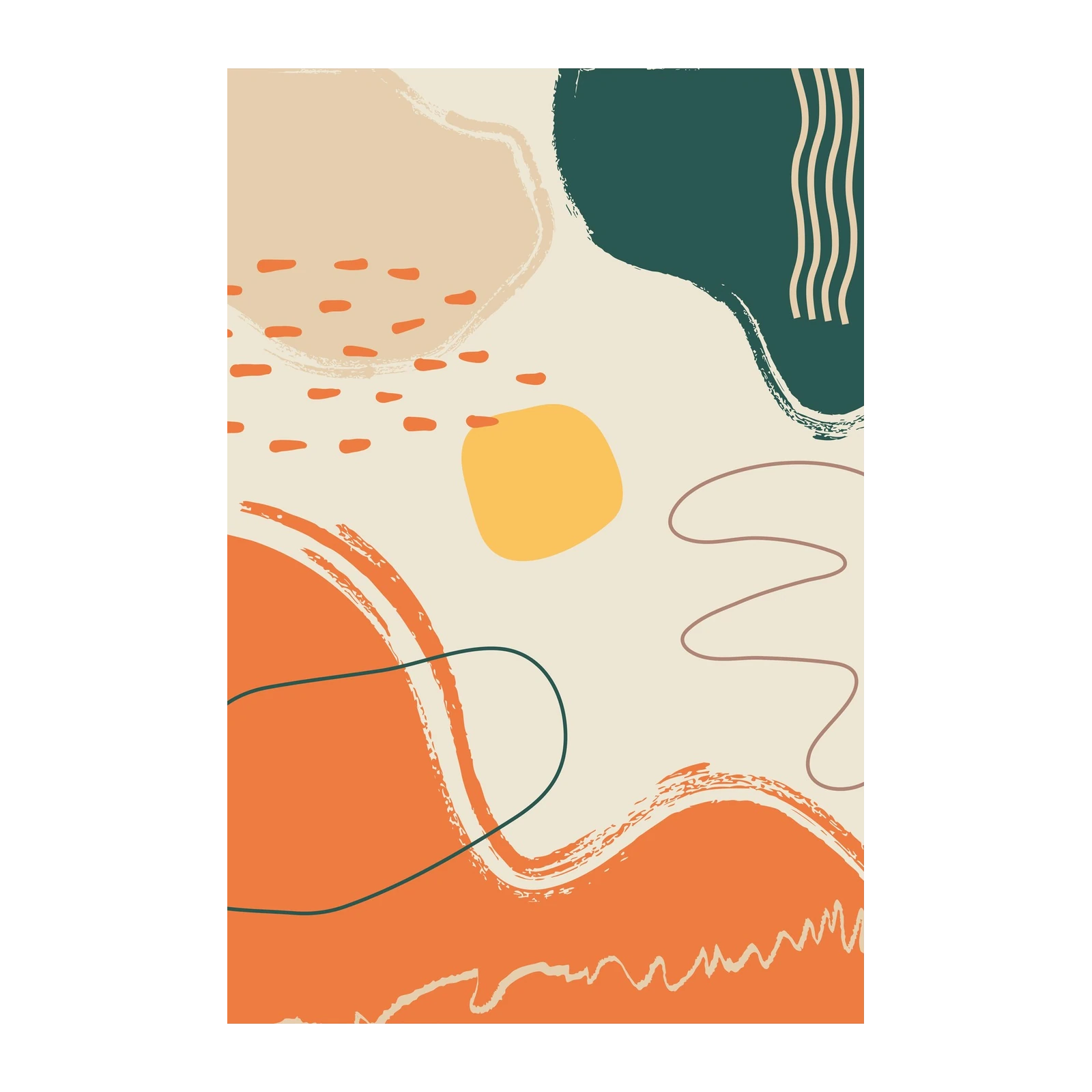 Boho Abstract Orange & Teal Wall Art