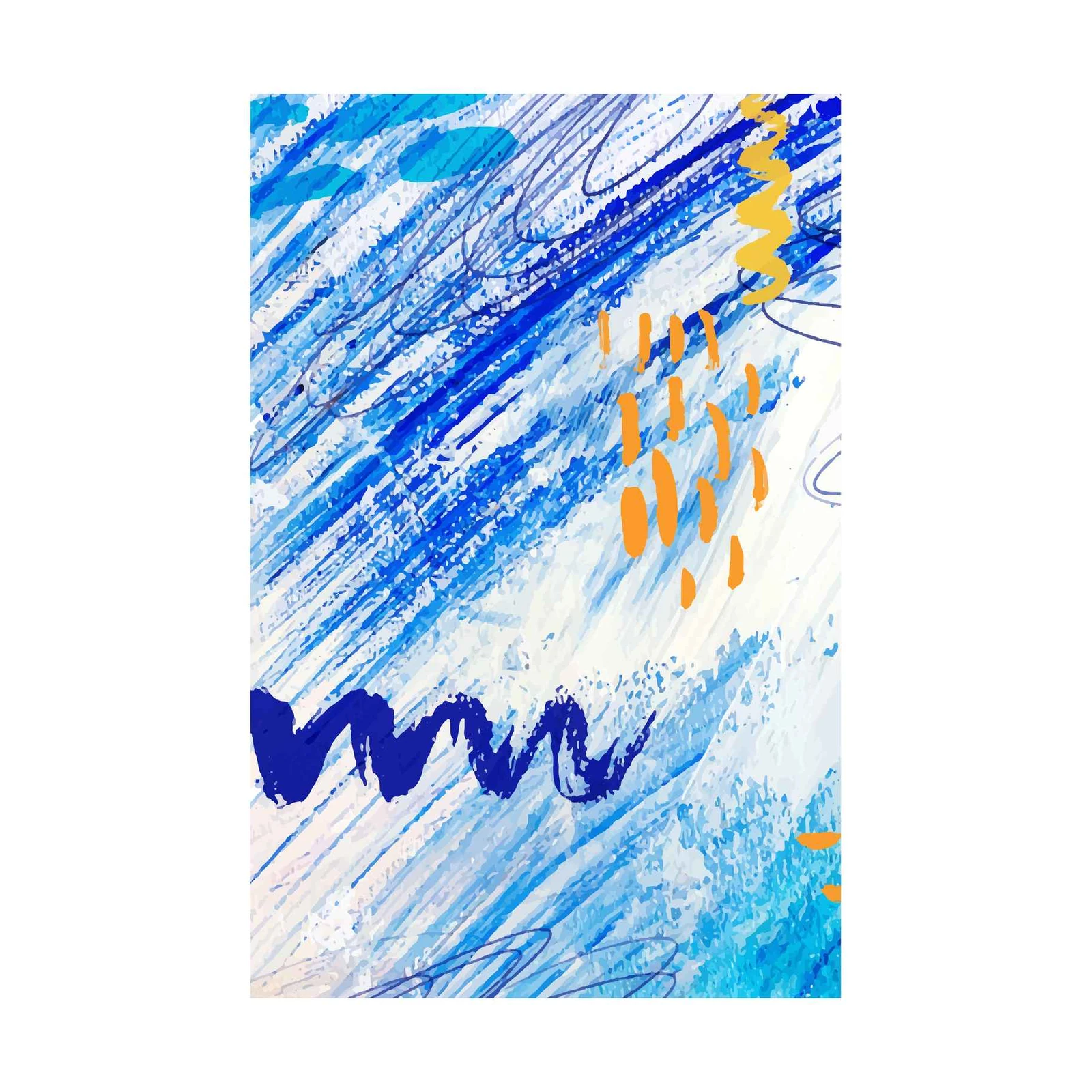 Vibrant Abstract Blue & Orange Wall Art