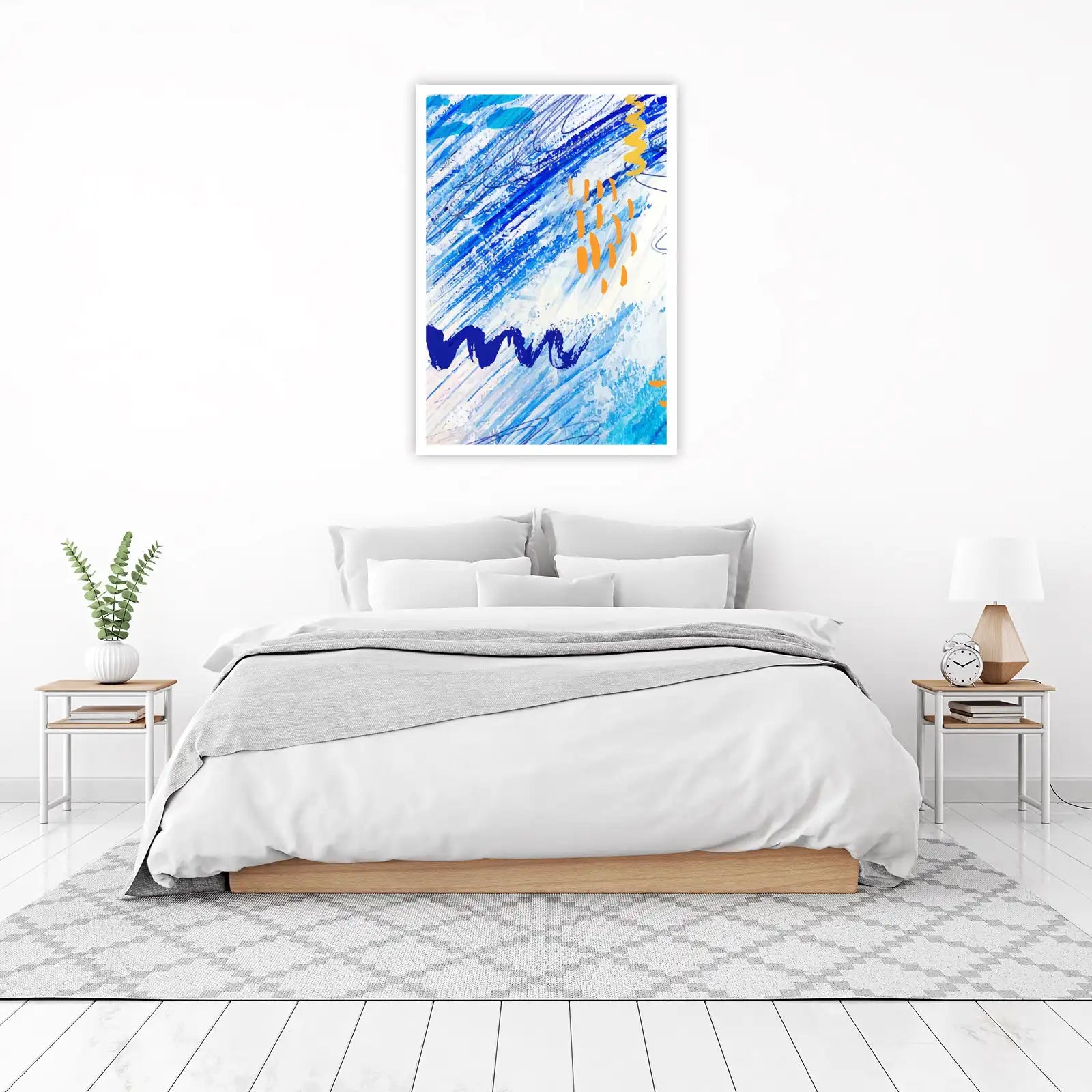 Vibrant Abstract Blue & Orange Wall Art