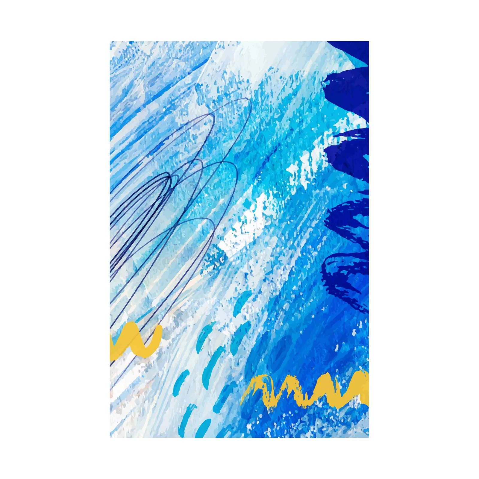 Vibrant Blue Abstract Strokes Wall Art