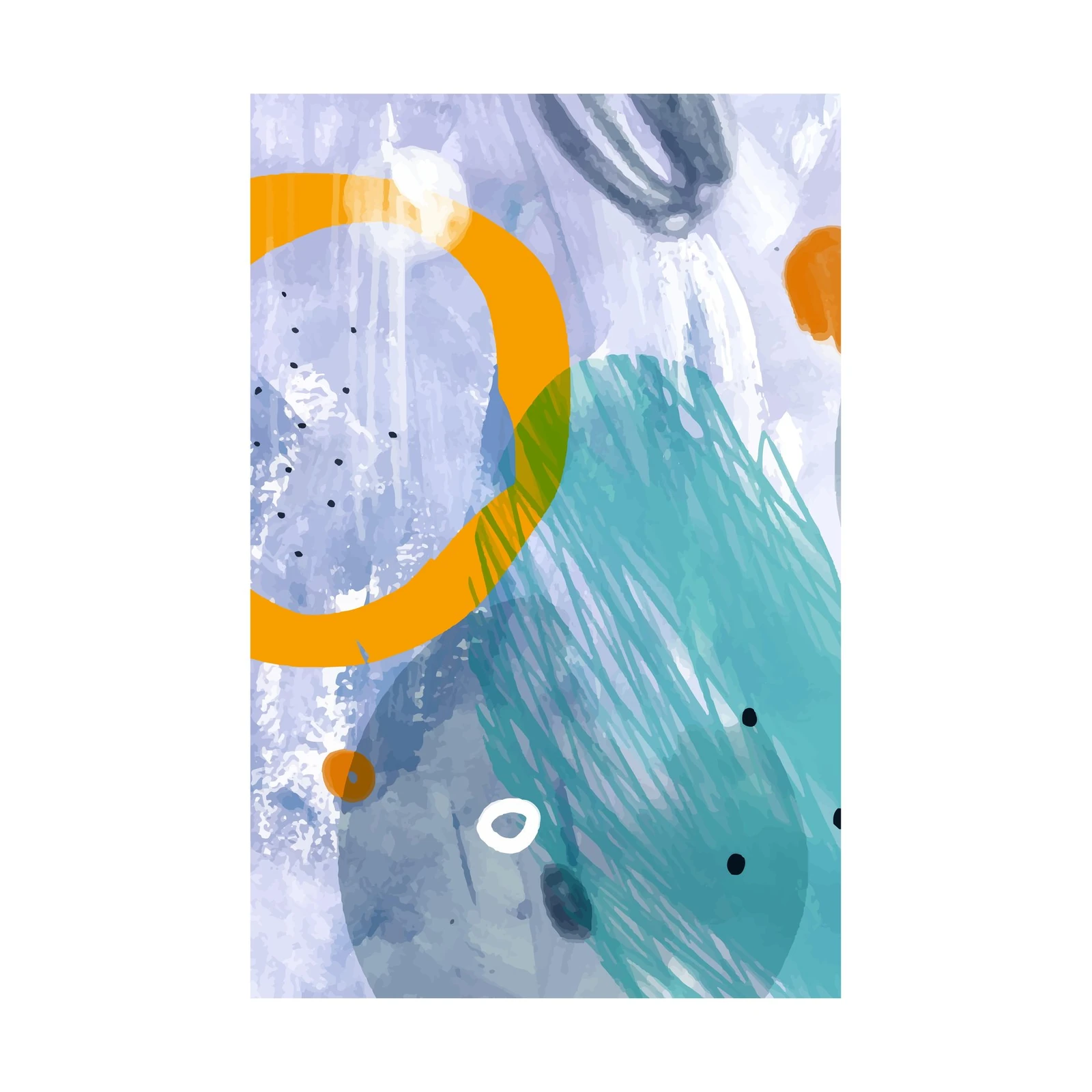 Abstract Blue & Orange Circles Wall Art