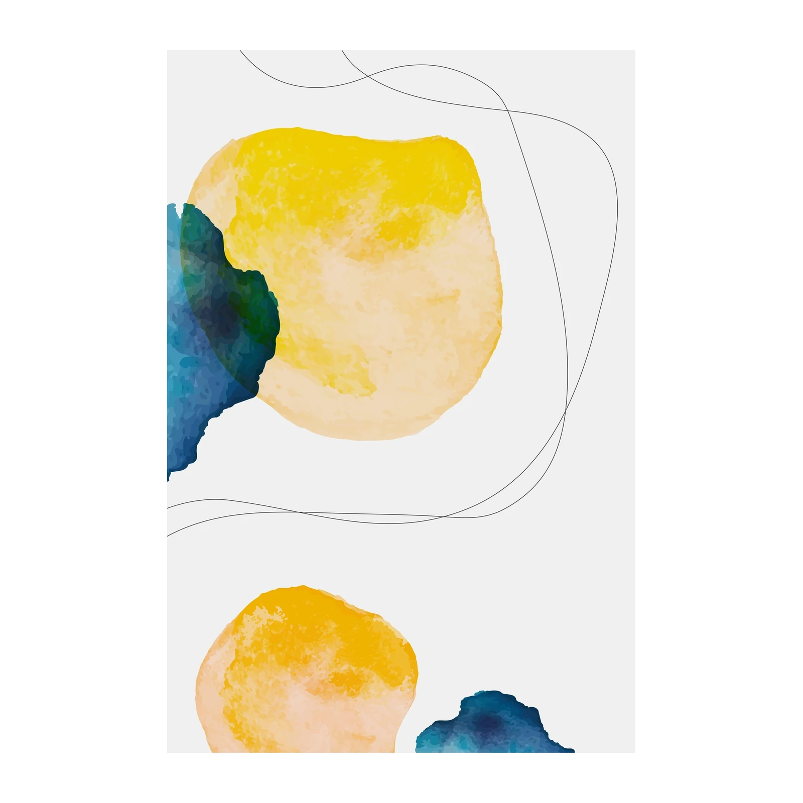 Abstract Yellow & Blue Shapes Wall Art