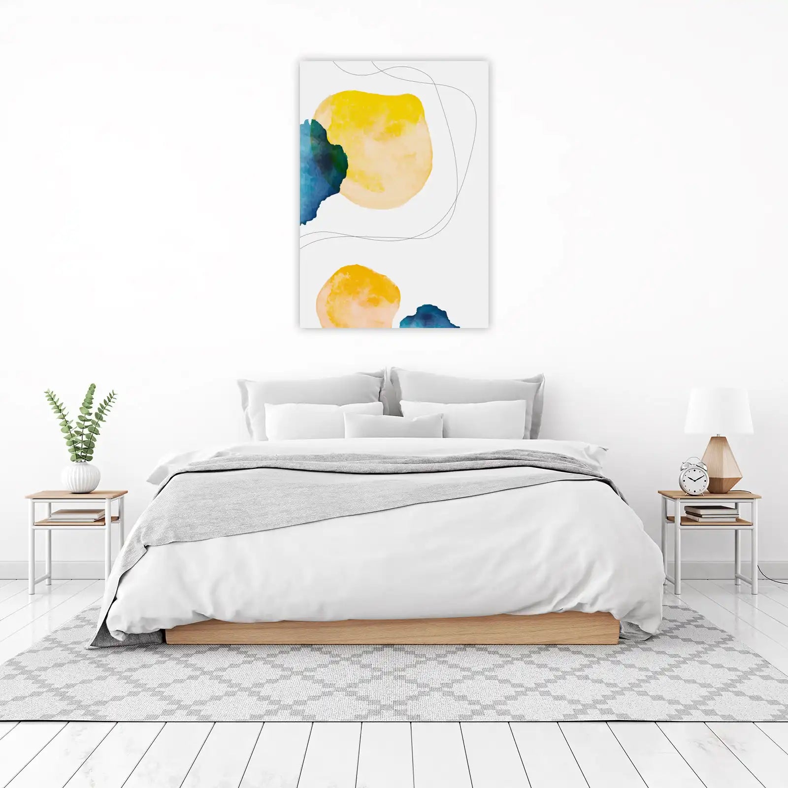Abstract Yellow & Blue Shapes Wall Art