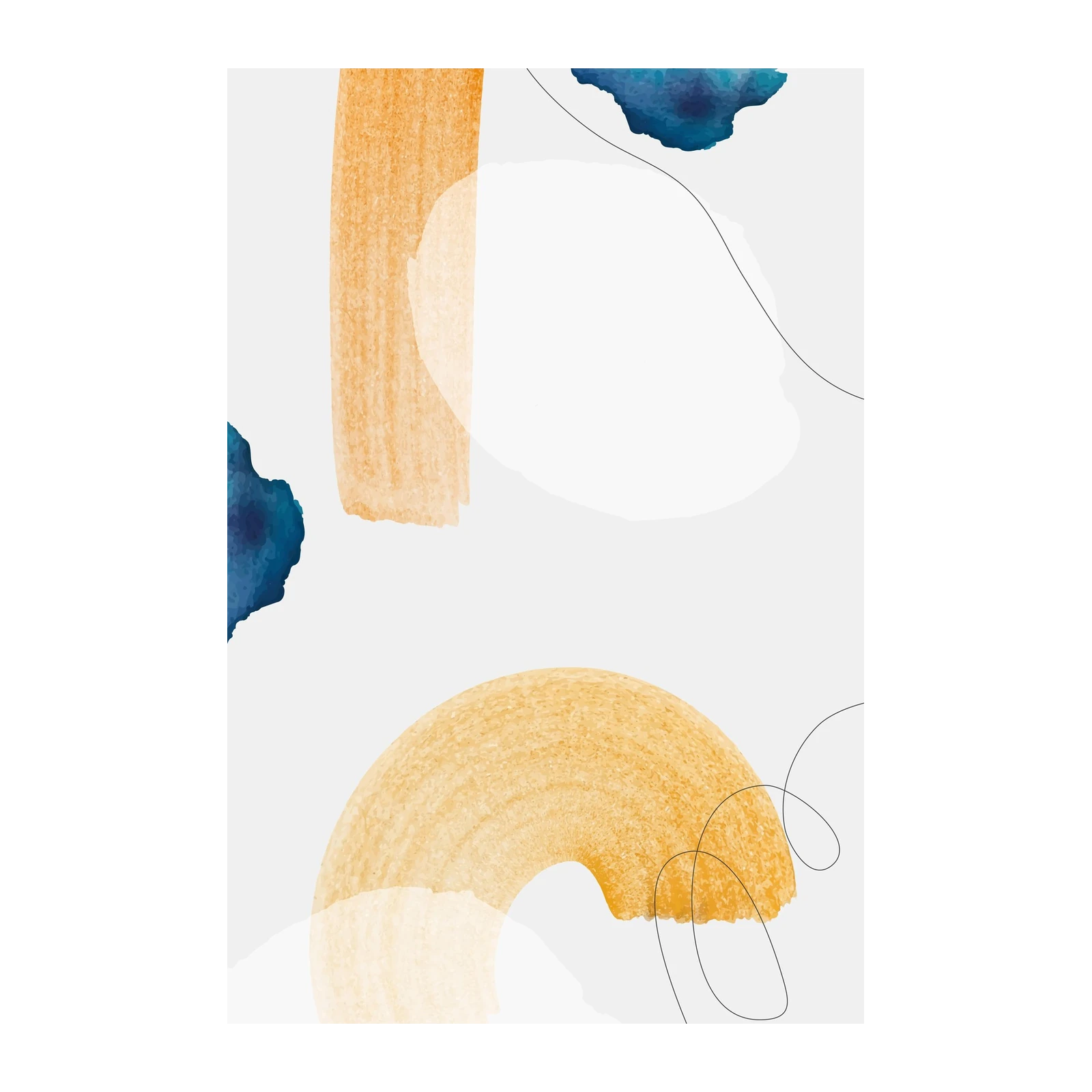 Modern Abstract Watercolor Orange & Blue Wall Art