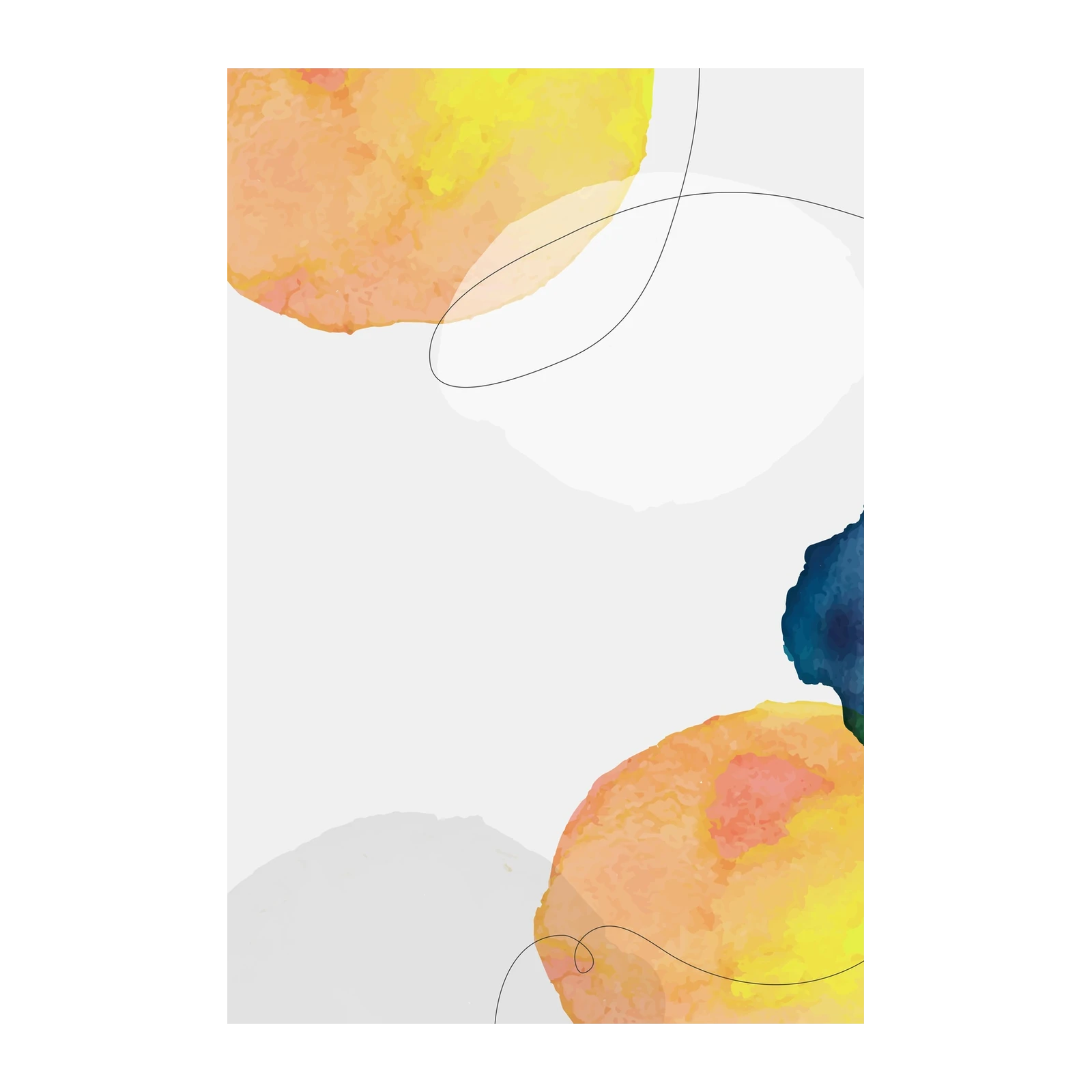 Vibrant Watercolor Abstract Line Art Wall Art
