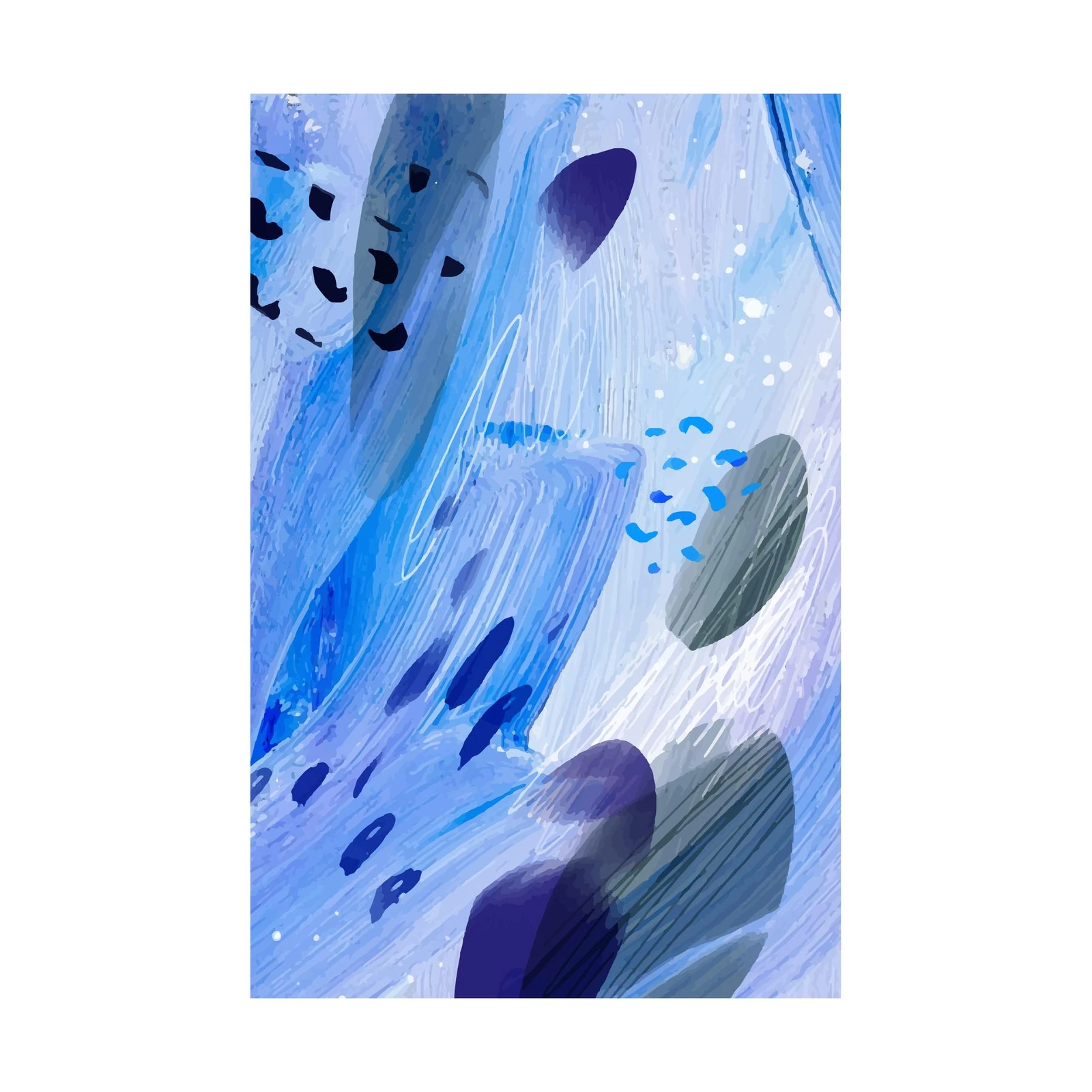 Abstract Blue Strokes Wall Art