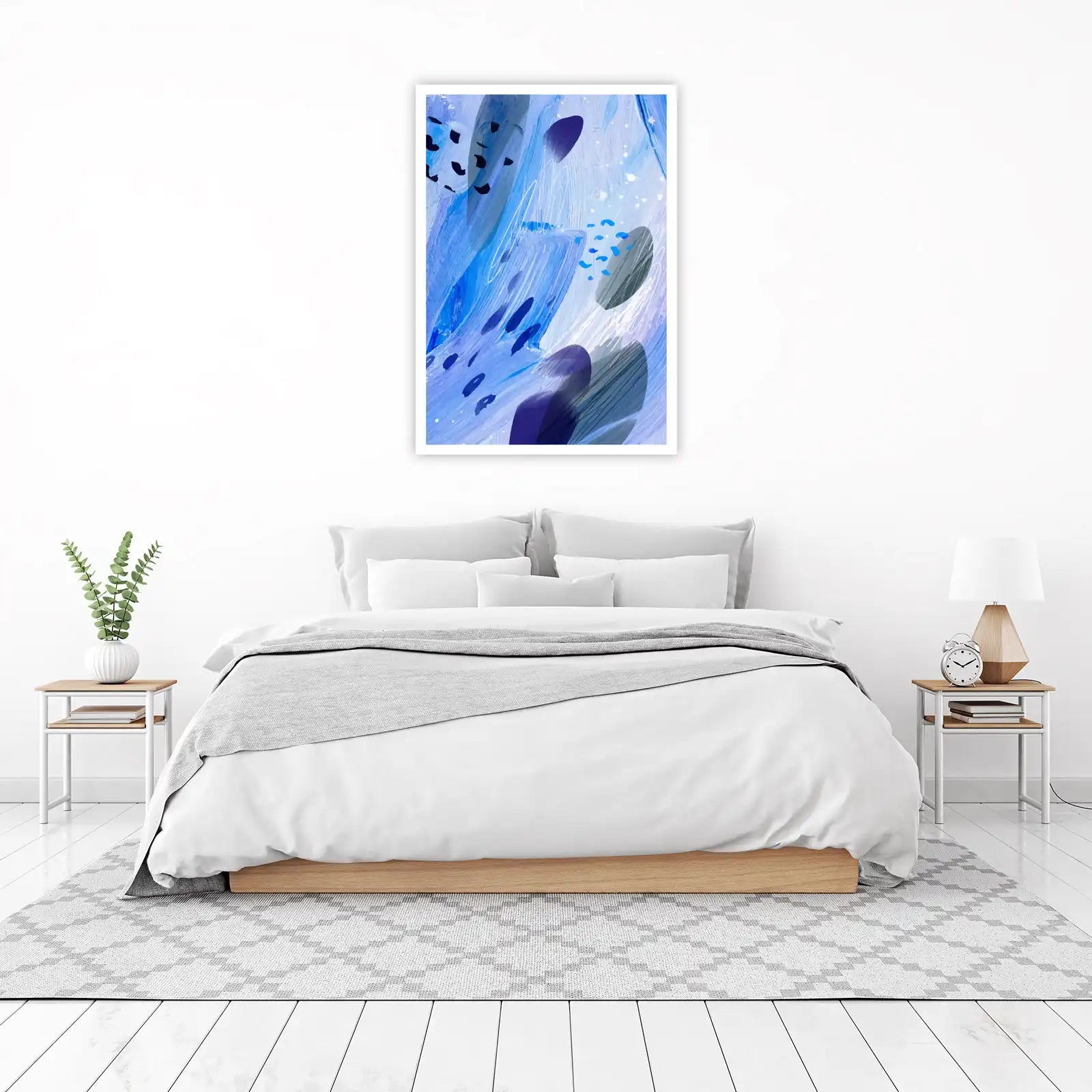 Abstract Blue Strokes Wall Art