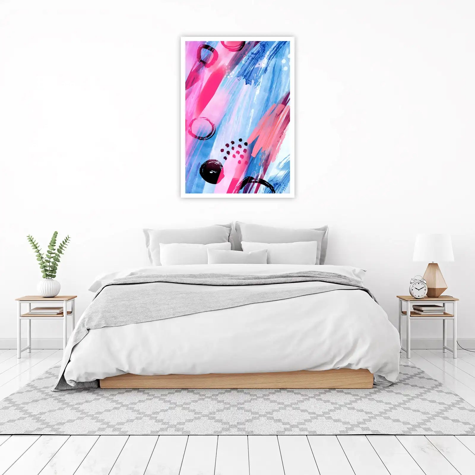 Abstract Pink & Blue Strokes Wall Art