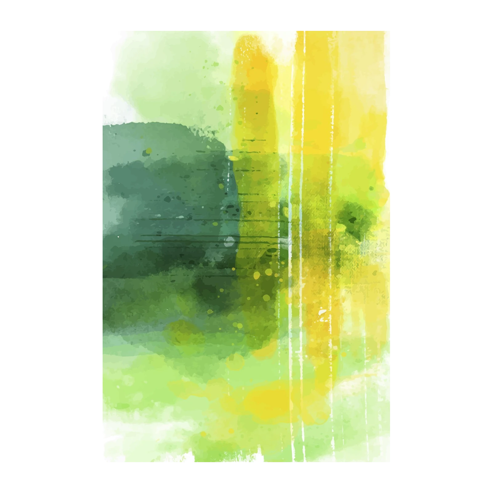 Abstract Green & Yellow Watercolor Wall Art