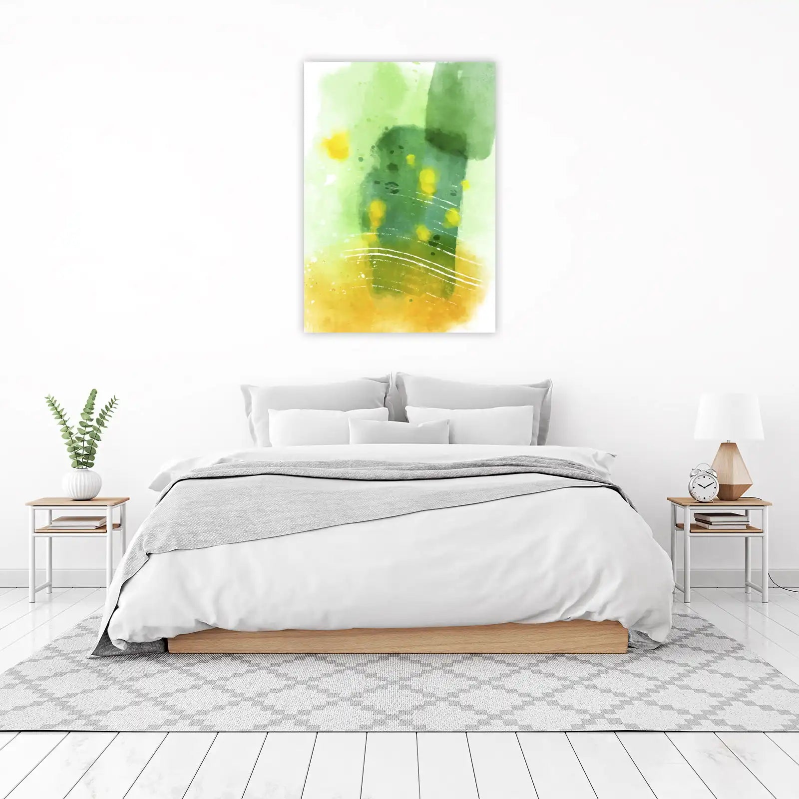 Abstract Green & Yellow Watercolor Splash Wall Art