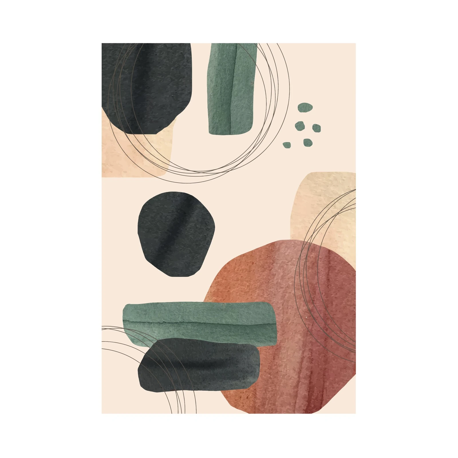 Abstract Earth Tones Geometric Shapes Wall Art