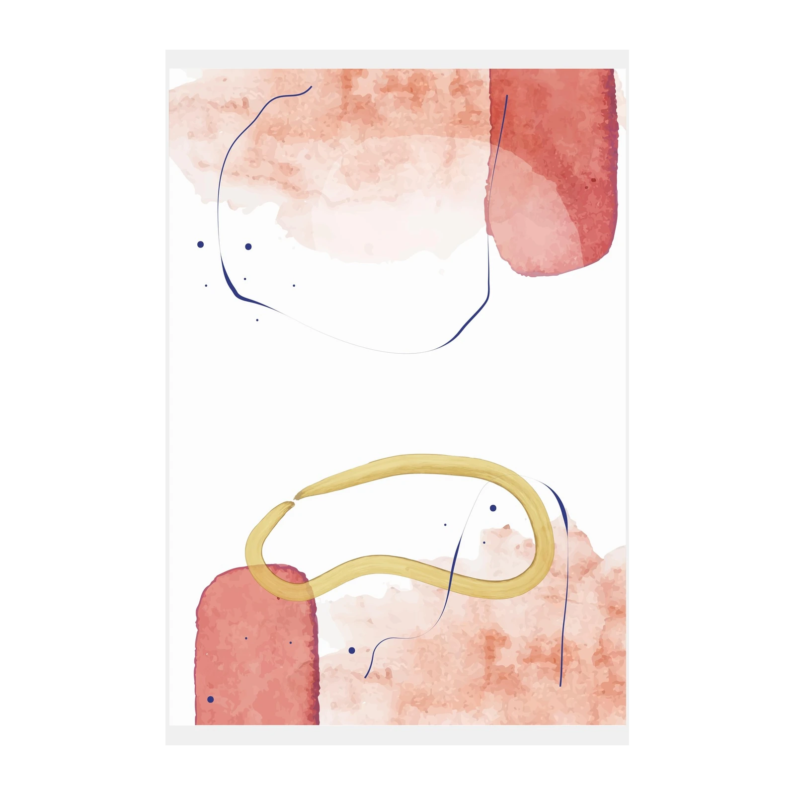 Abstract Coral & Gold Organic Flow Wall Art