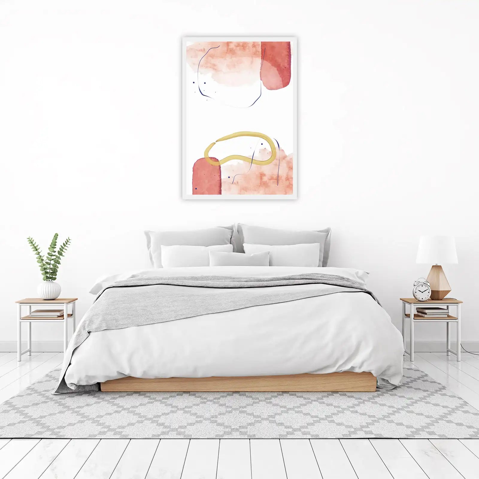 Abstract Coral & Gold Organic Flow Wall Art