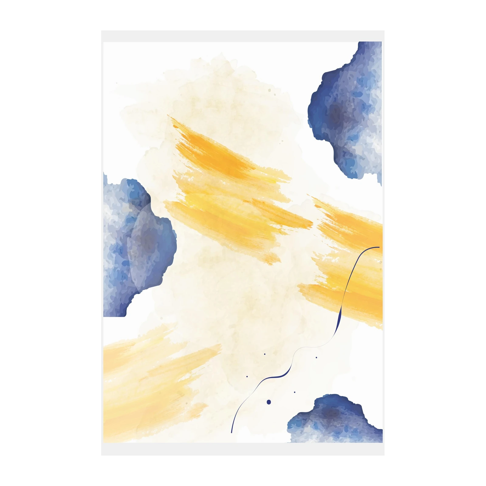 Abstract Yellow & Blue Wash Wall Art