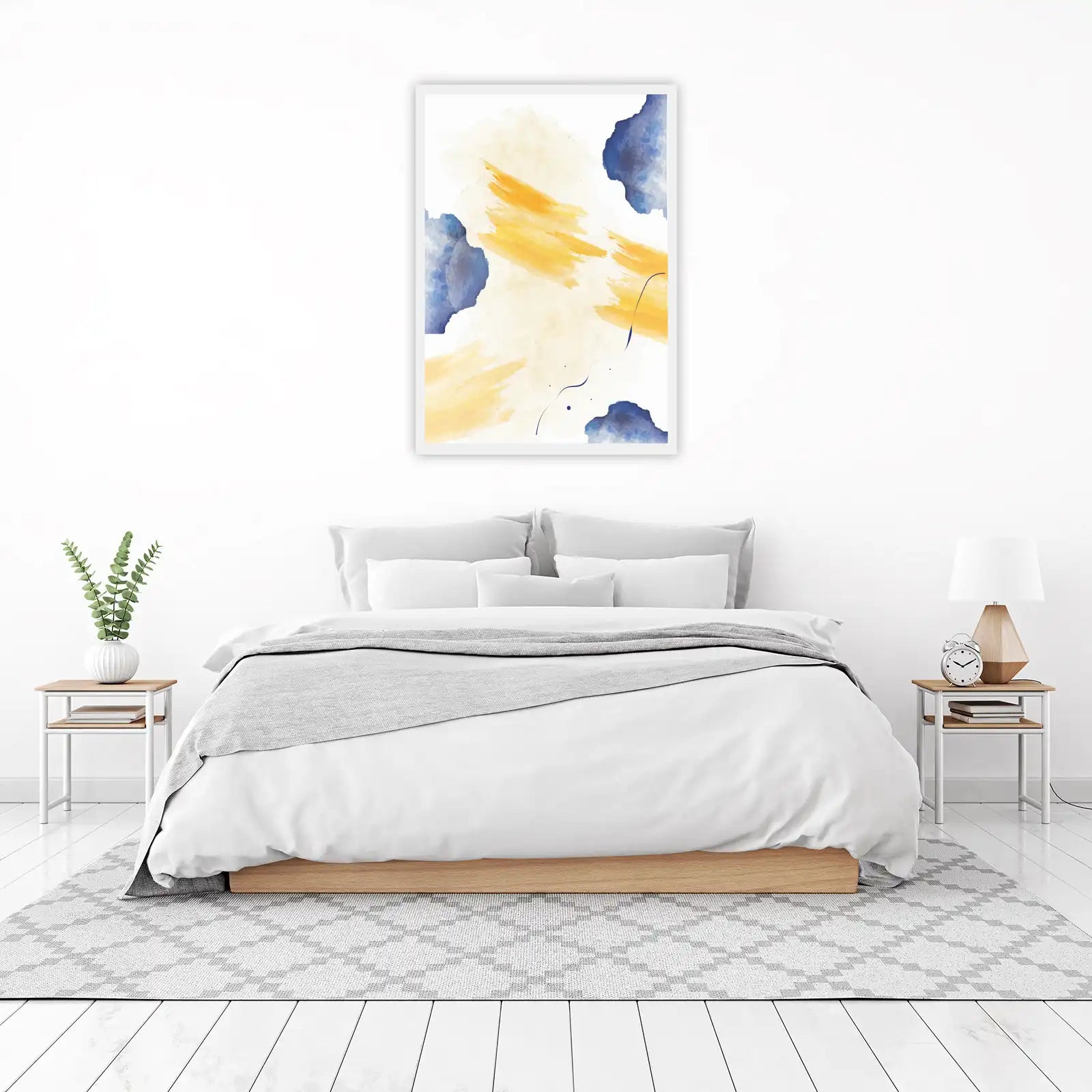 Abstract Yellow & Blue Wash Wall Art