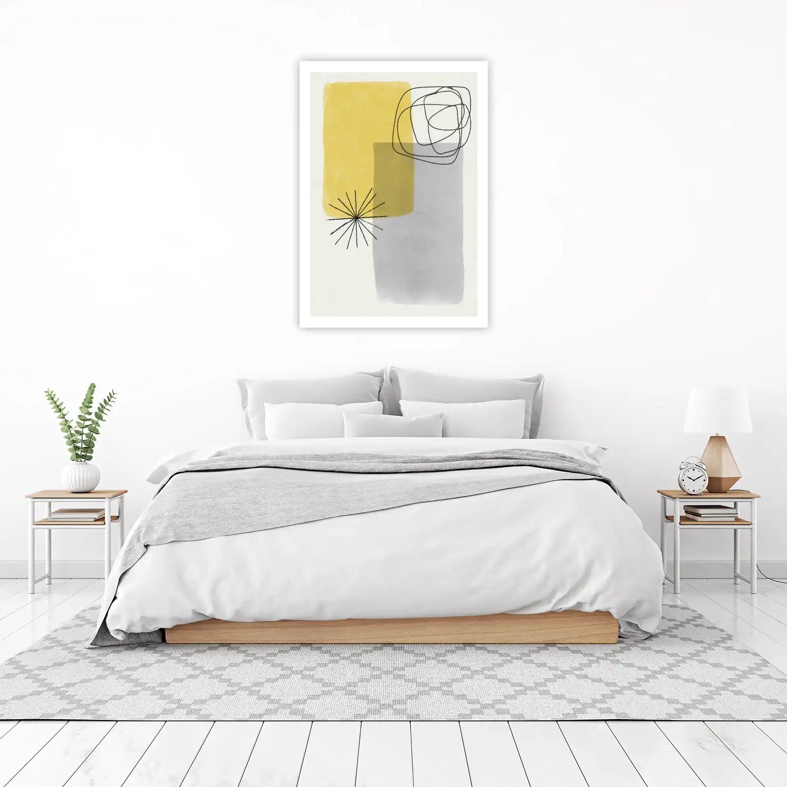 Abstract Geometric Mustard Yellow & Grey Wall Art