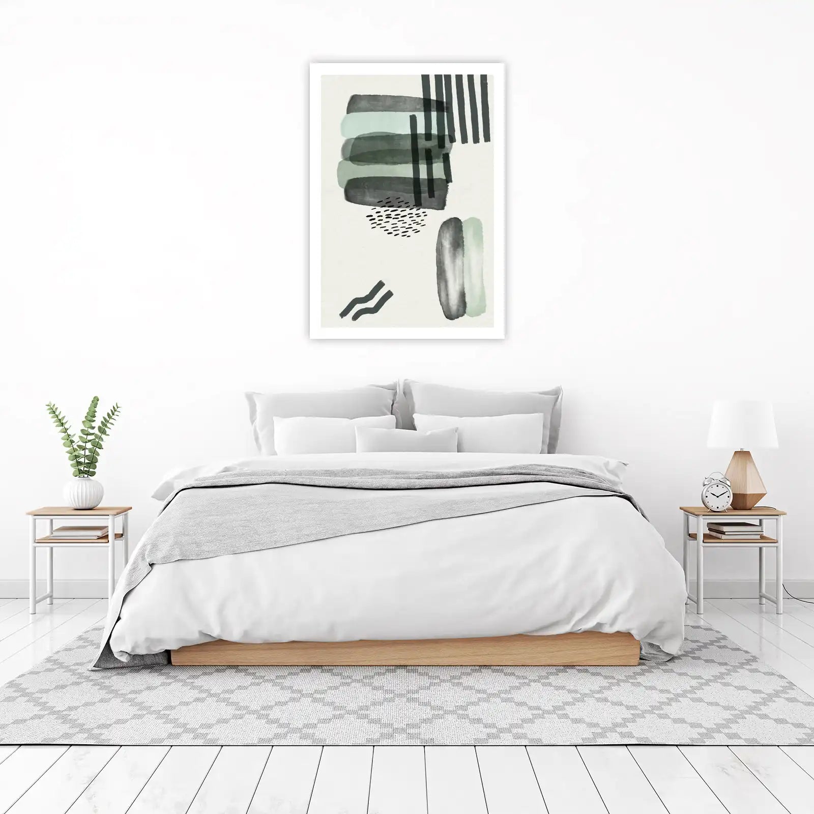 Abstract Sage & Charcoal Strokes Wall Art