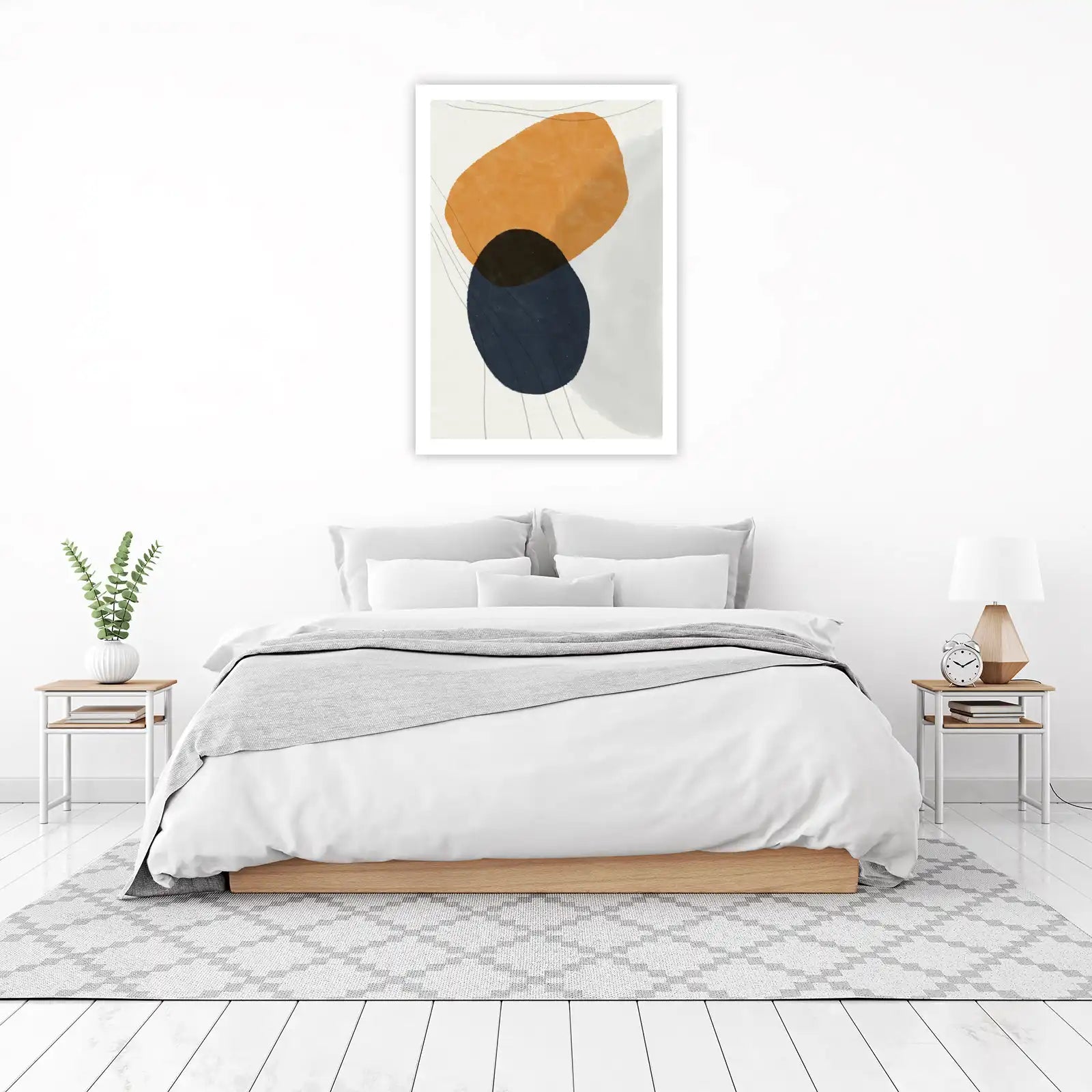 Abstract Ochre & Navy Geometric Wall Art