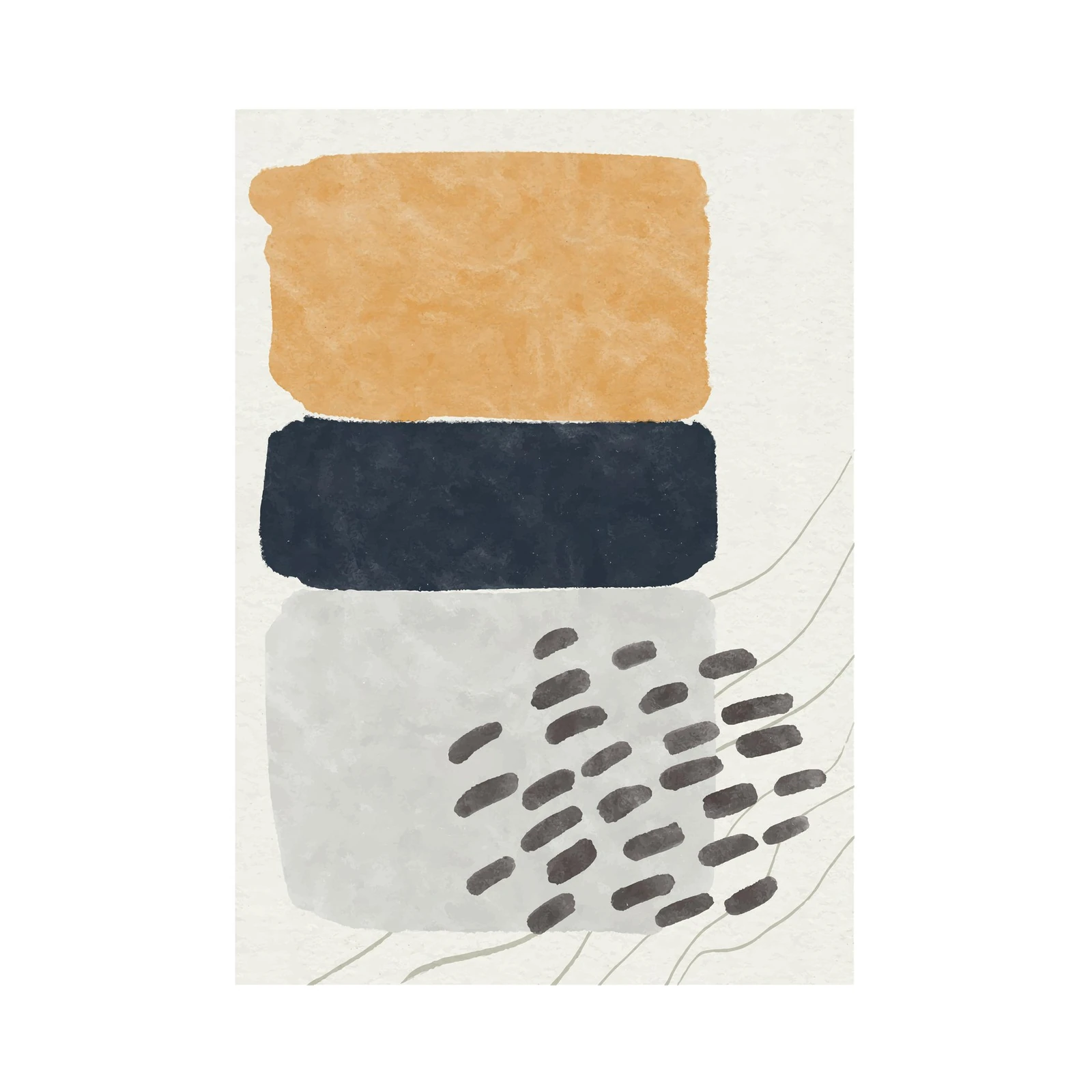 Modern Abstract Mustard Blue Geometric Wall Art