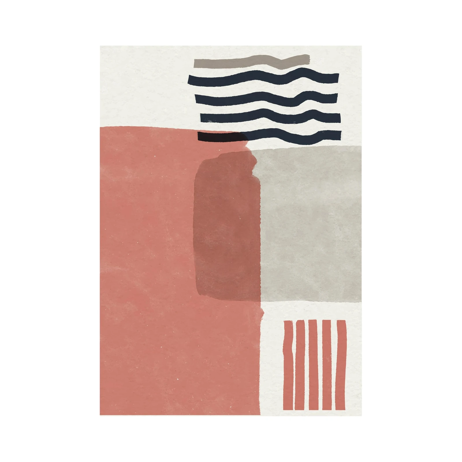 Modern Abstract Terracotta Waves Wall Art
