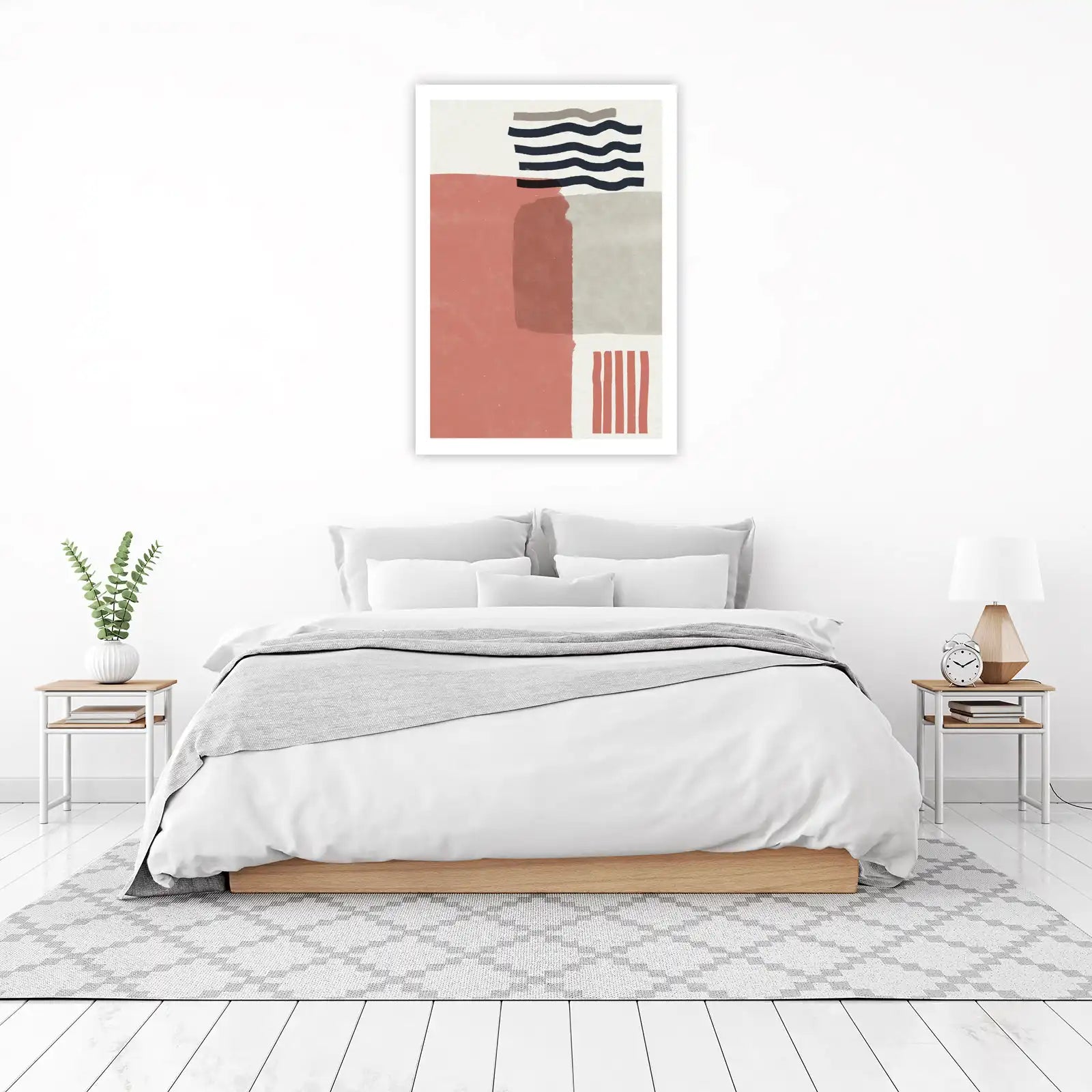 Modern Abstract Terracotta Waves Wall Art