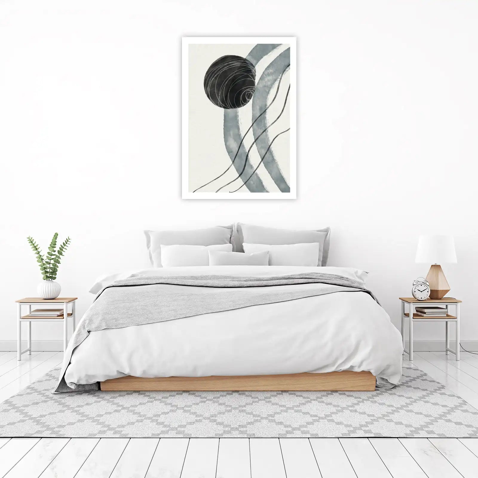 Modern Abstract Black & Blue Strokes Wall Art