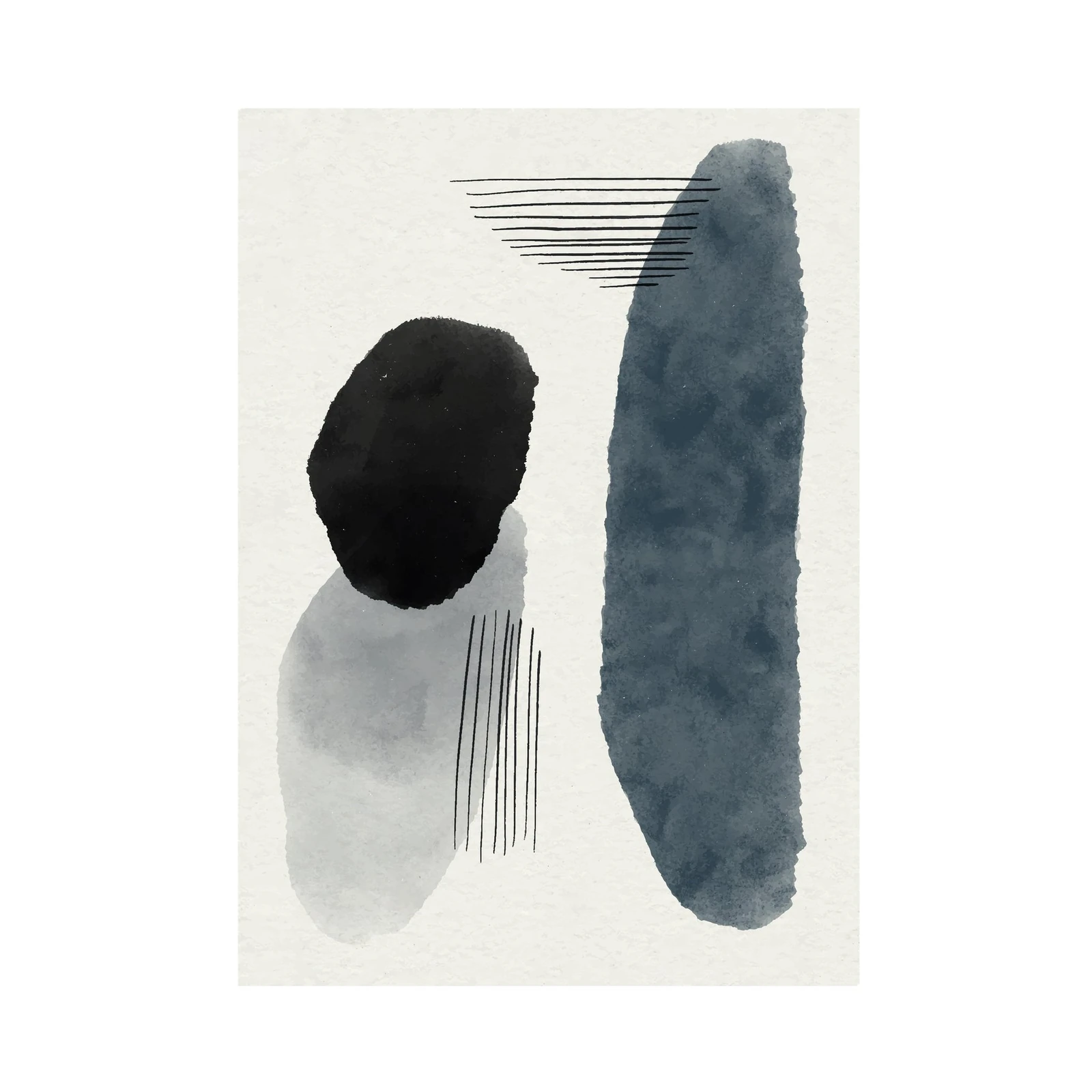 Modern Abstract Watercolor Shapes Wall Art