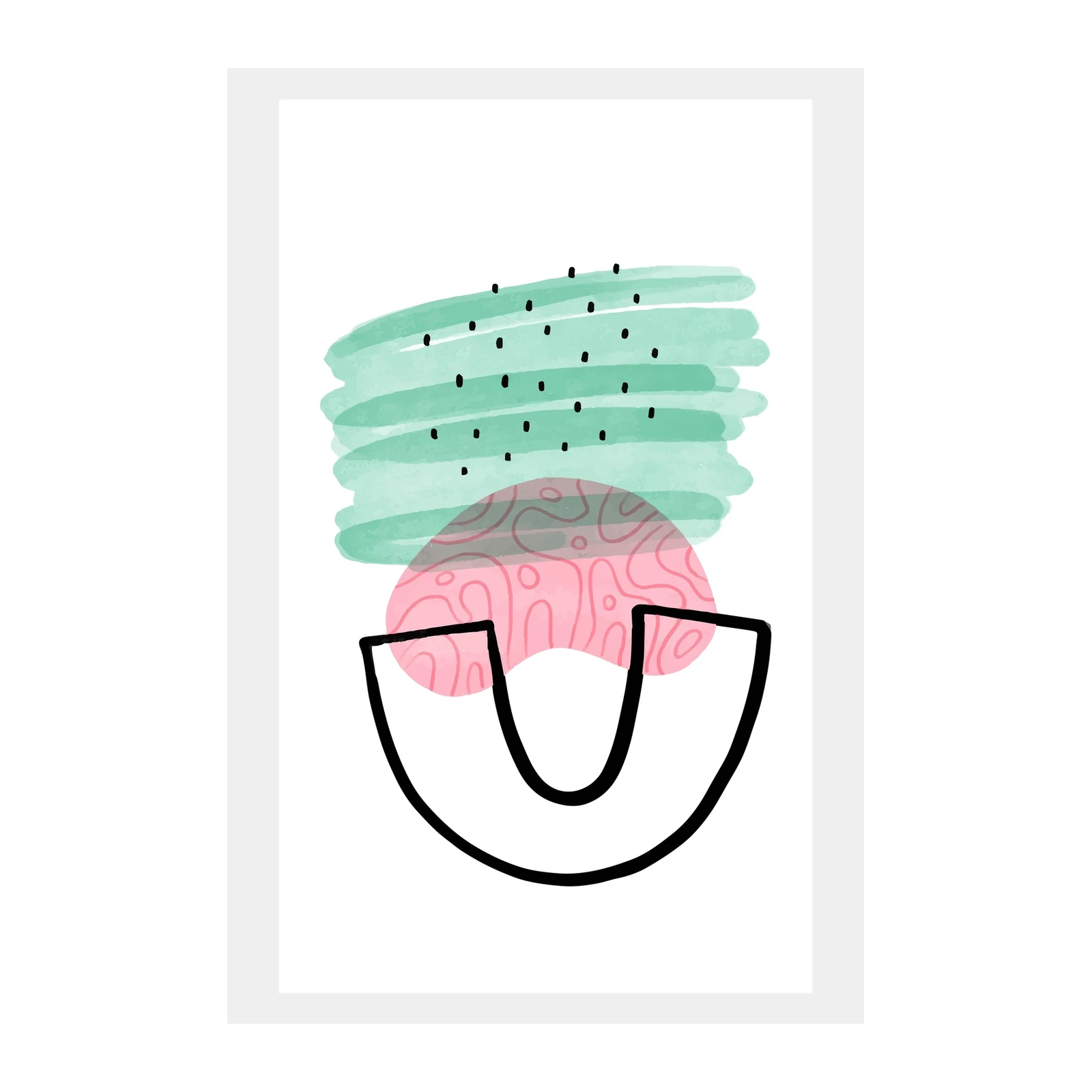 Modern Abstract Boho Green Pink Wall Art