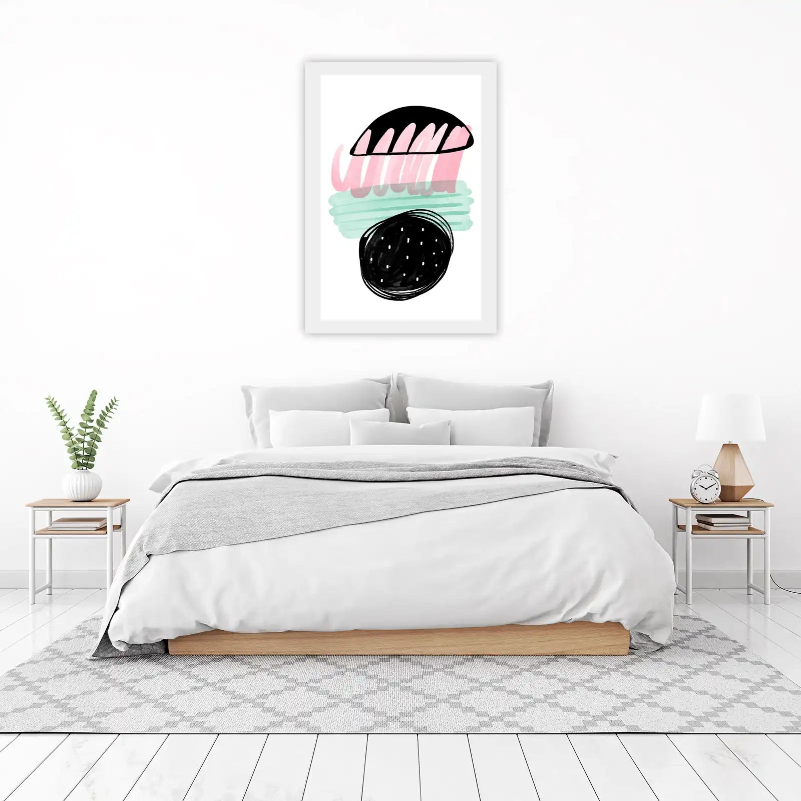 Abstract Blush & Mint Shapes Wall Art