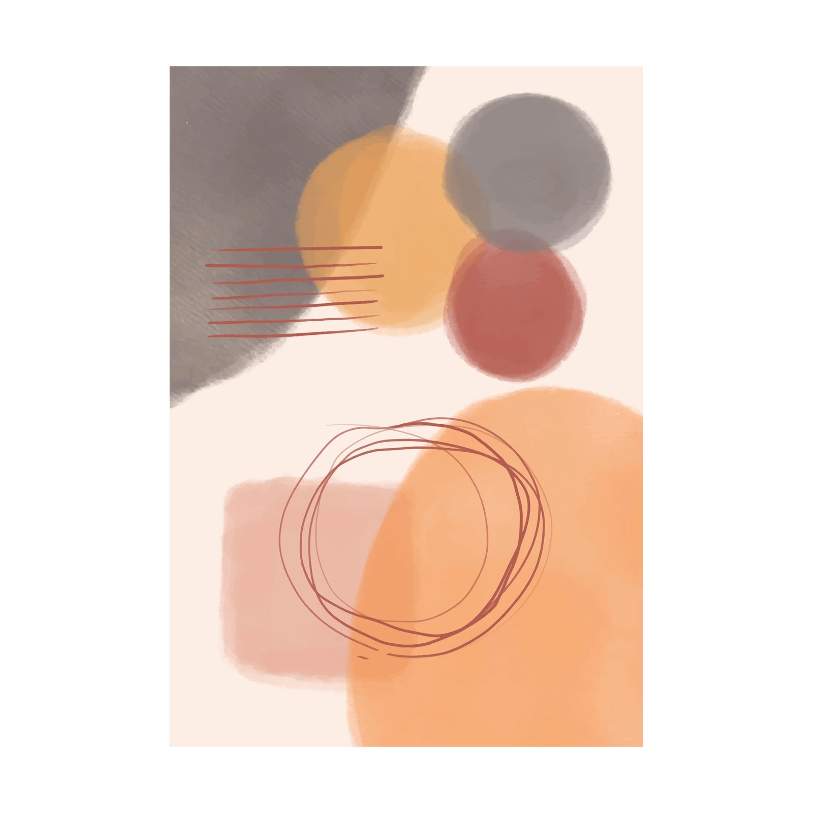 Abstract Terracotta & Gold Circles Wall Art