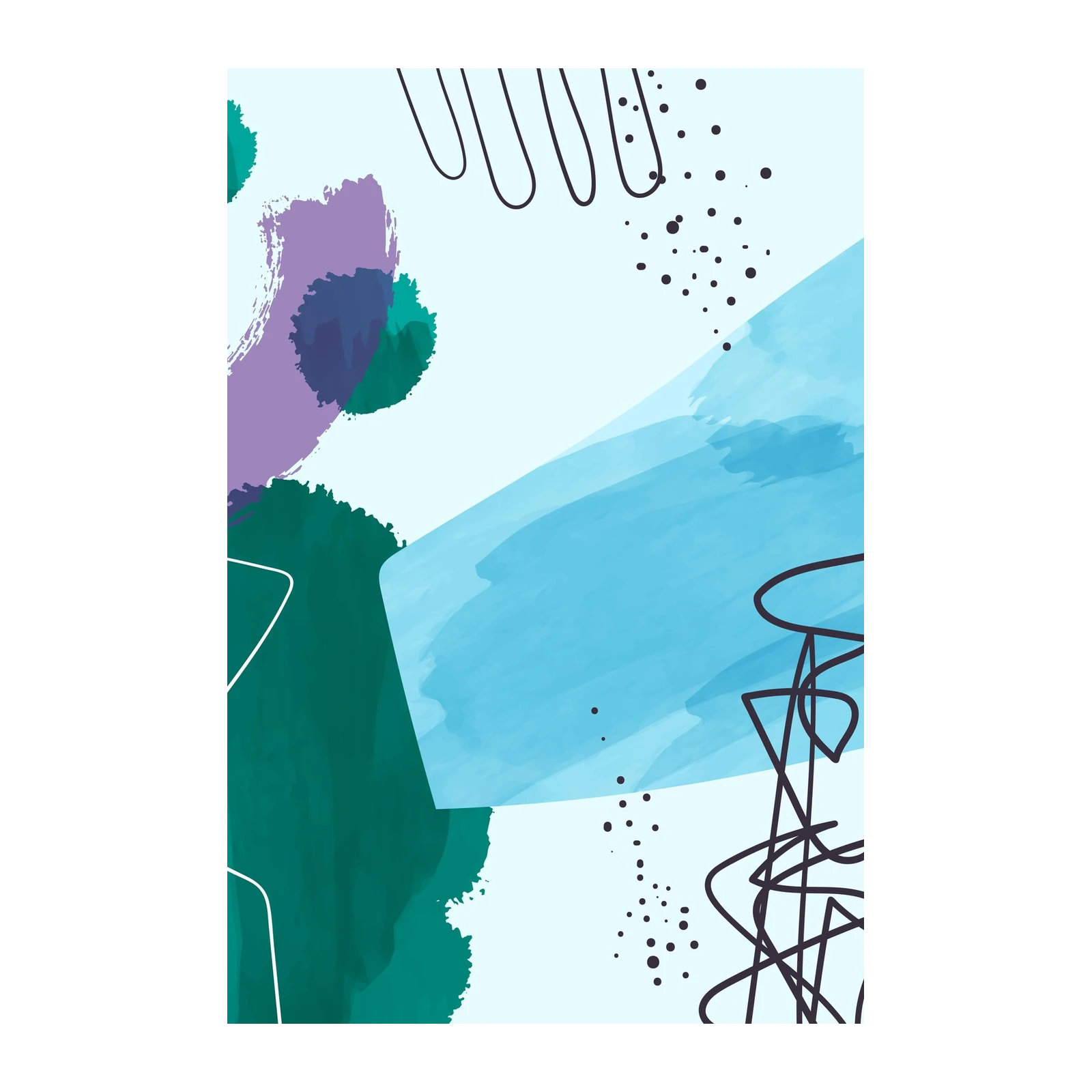 Abstract Teal & Purple Brushstrokes Wall Art
