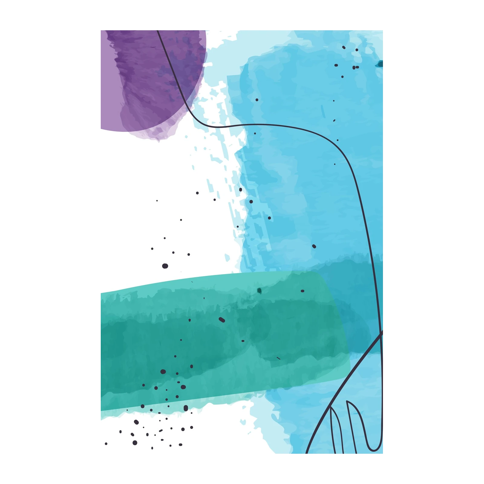 Abstract Teal & Purple Splash Wall Art