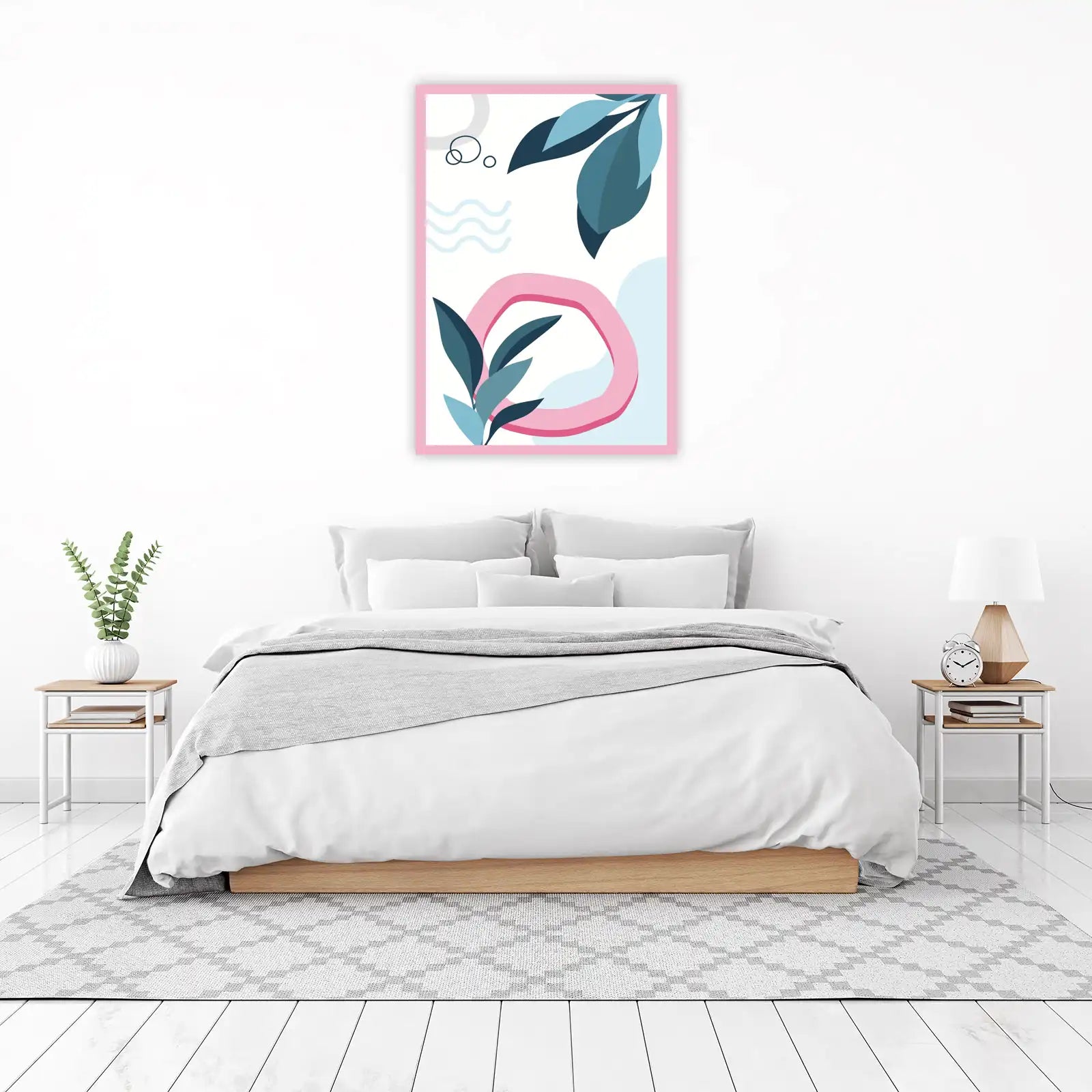 Abstract Botanical Pink & Blue Wall Art