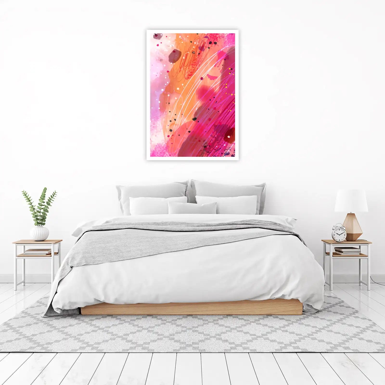 Vibrant Abstract Pink & Orange Wall Art
