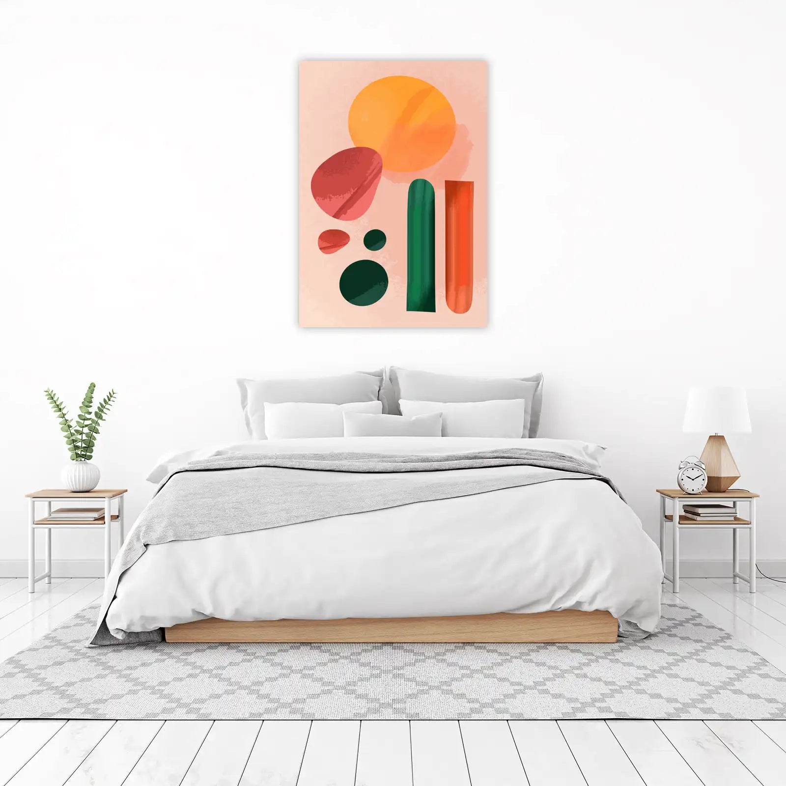 Abstract Forms Blush Orange Green Wall Art