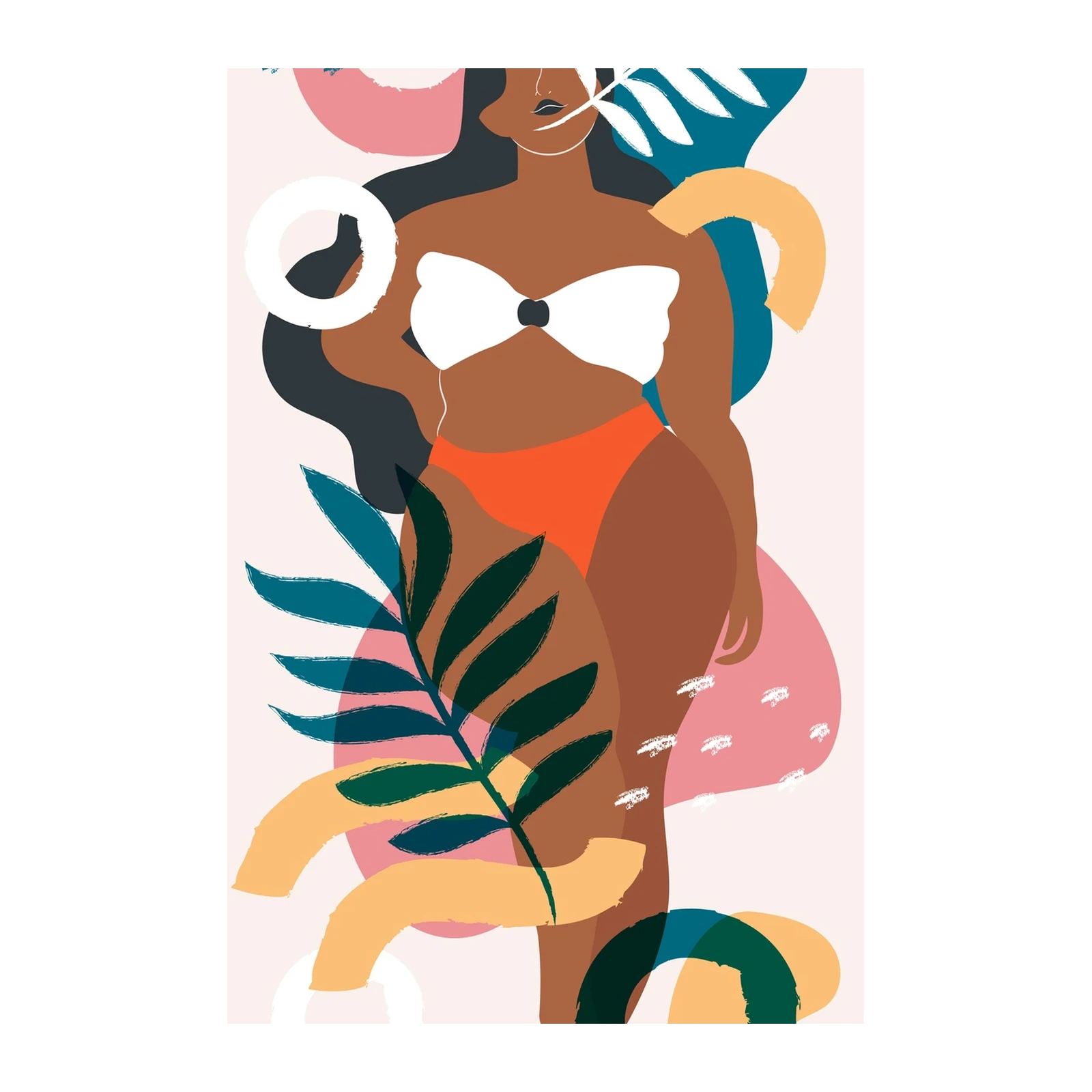 Boho Beach Woman Abstract Art Wall Art