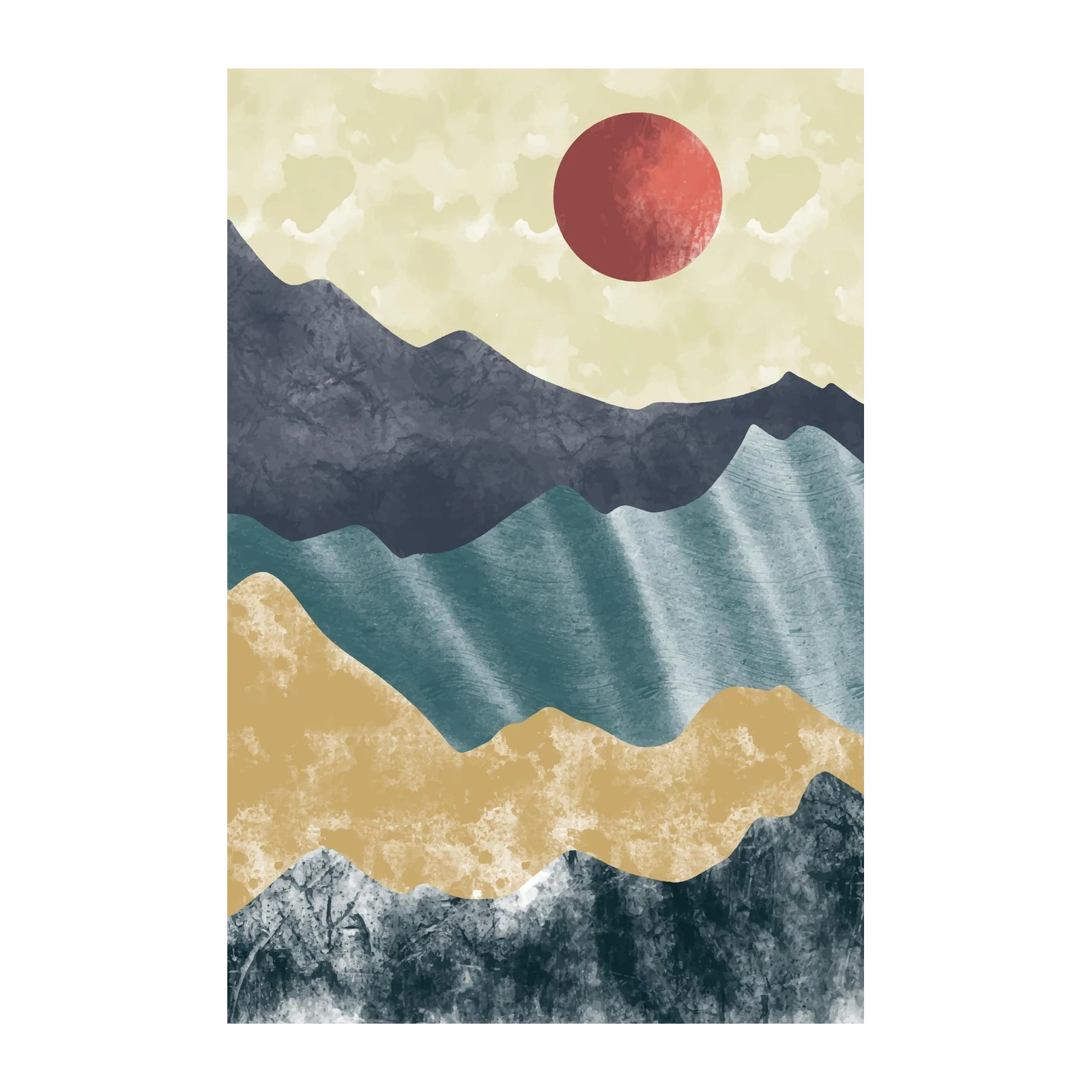 Serene Mountain Sunset Abstract Wall Art