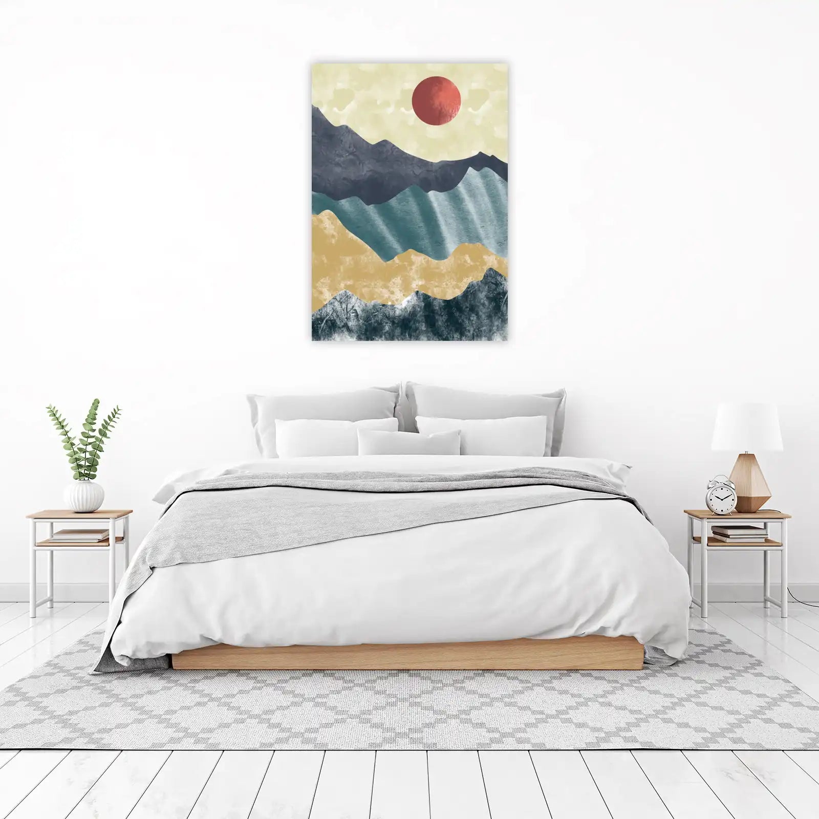 Serene Mountain Sunset Abstract Wall Art