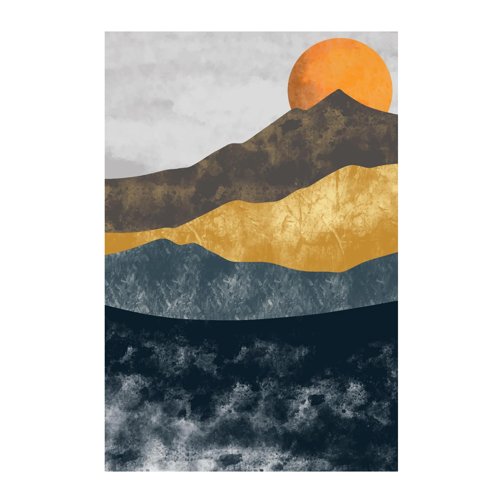 Abstract Mountain Sunset Wall Art